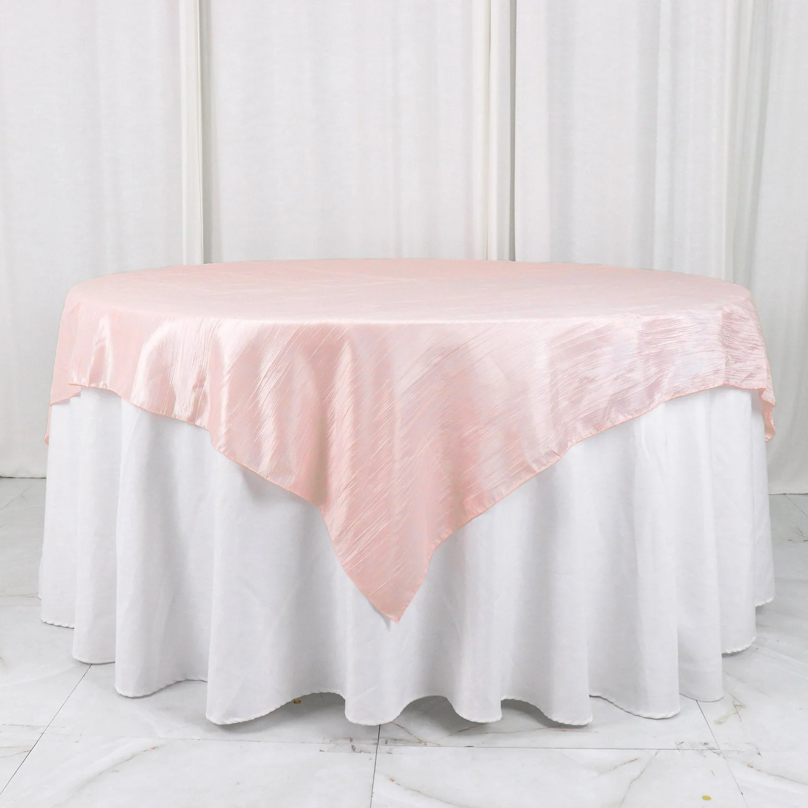 Taffeta Table Overlay 72"x72" Blush - Accordion Crinkle Table Topper - Image 5