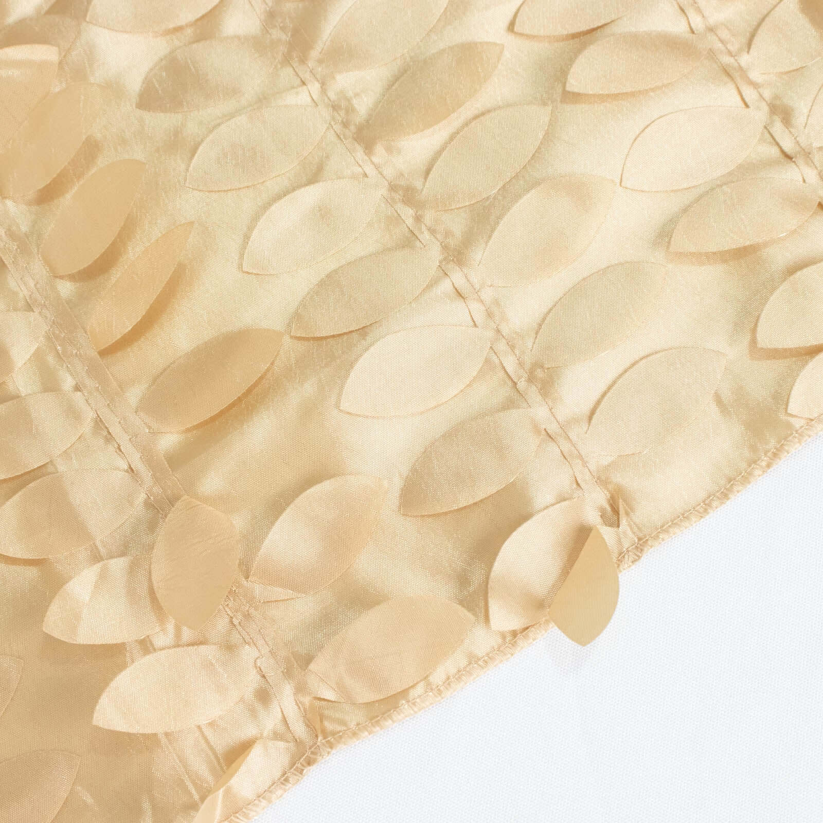 Taffeta Table Overlay 72"x72" Champagne - 3D Leaf Petal Table Topper - Image 9