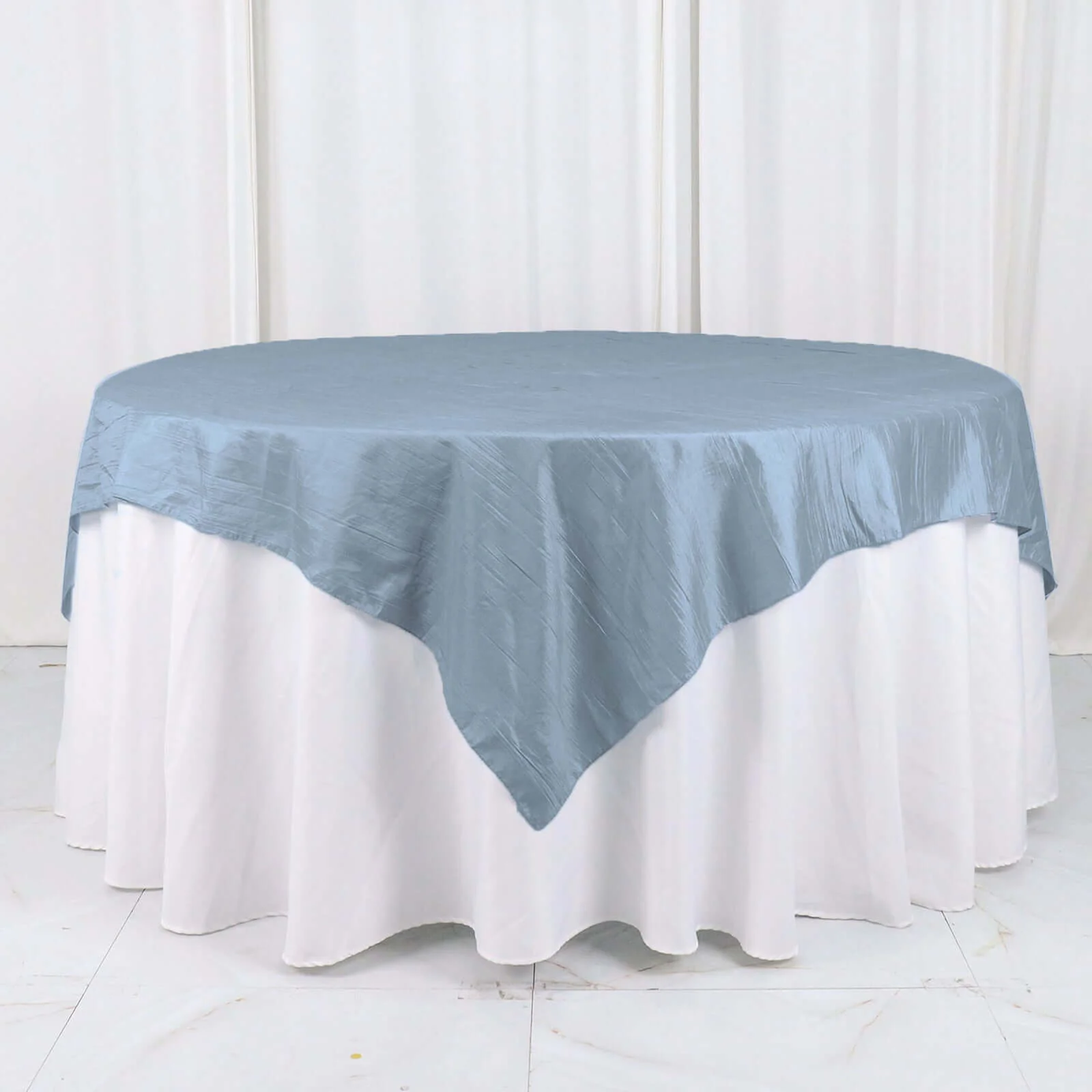 Taffeta Table Overlay 72"x72" Dusty Blue - Accordion Crinkle Table Topper - Image 6