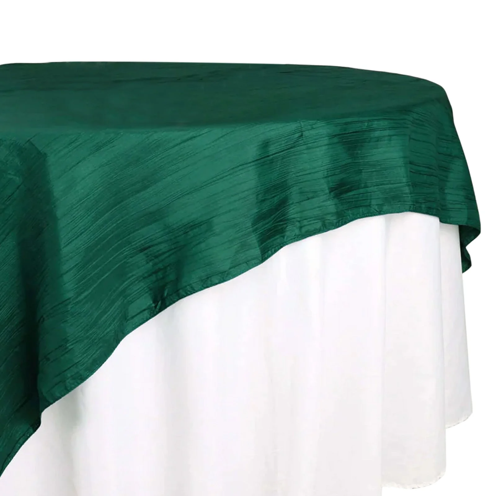 Taffeta Table Overlay 72"x72" Hunter Emerald Green - Accordion Crinkle Table Topper