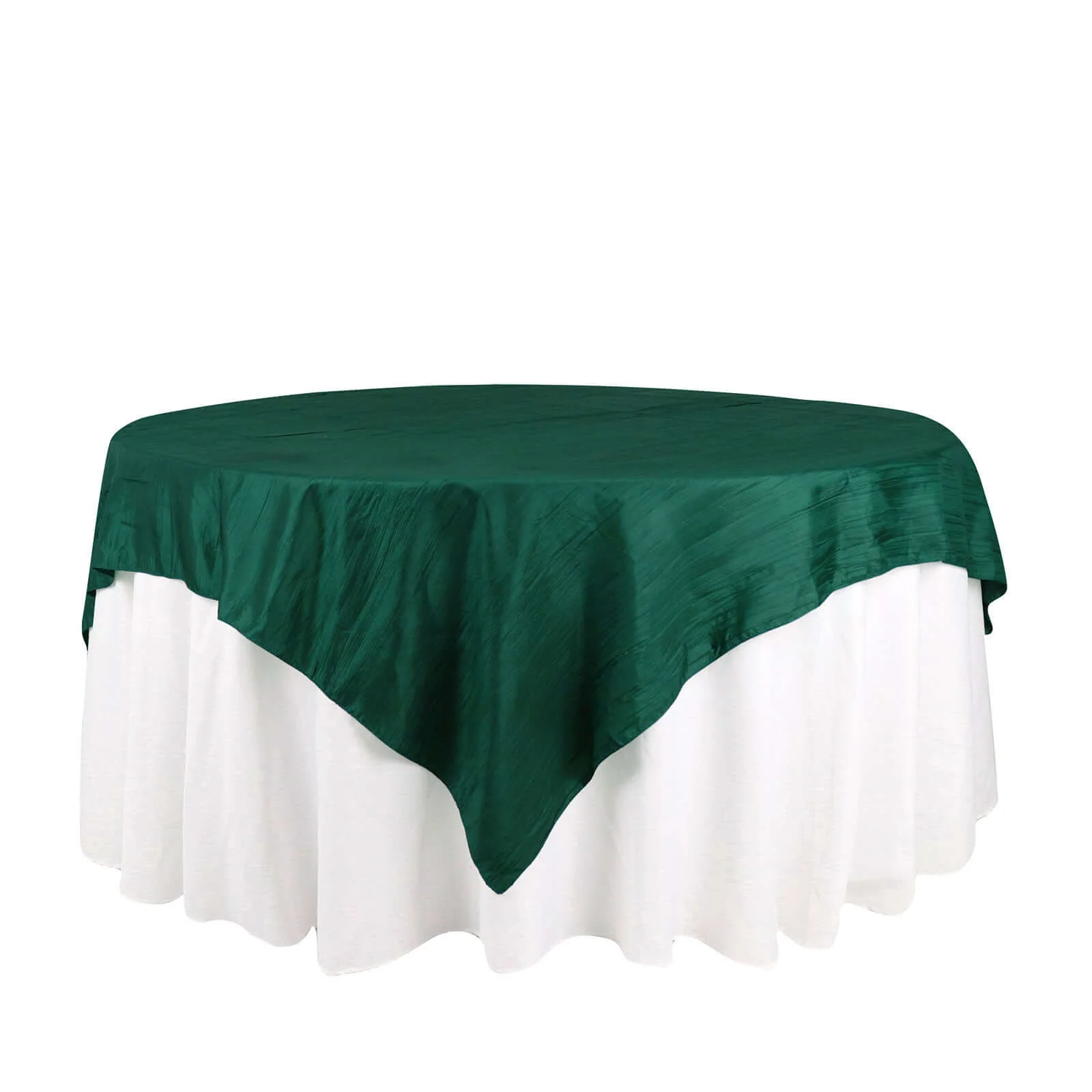 Taffeta Table Overlay 72"x72" Hunter Emerald Green - Accordion Crinkle Table Topper - Image 7