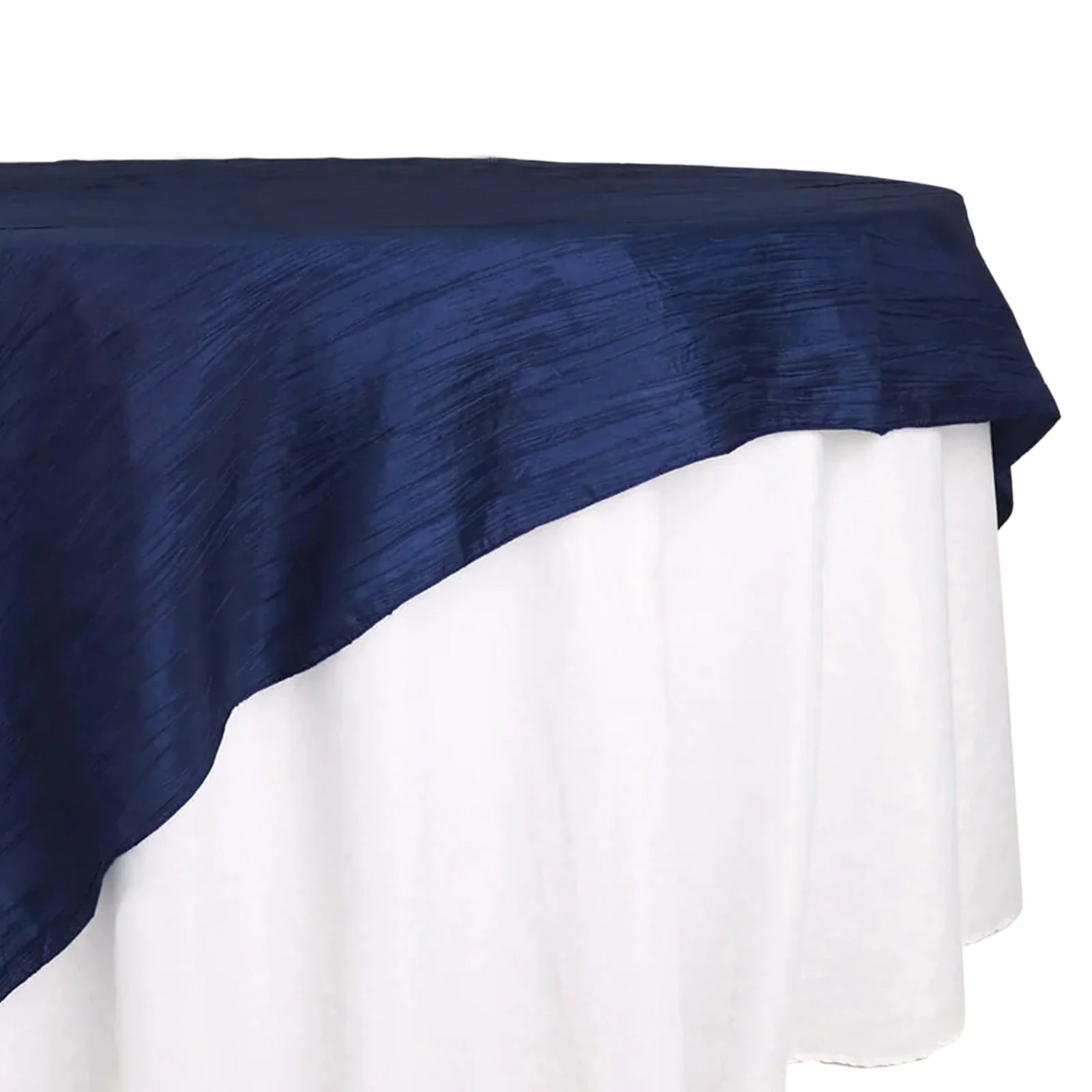 Taffeta Table Overlay 72"x72" Navy Blue - Accordion Crinkle Table Topper