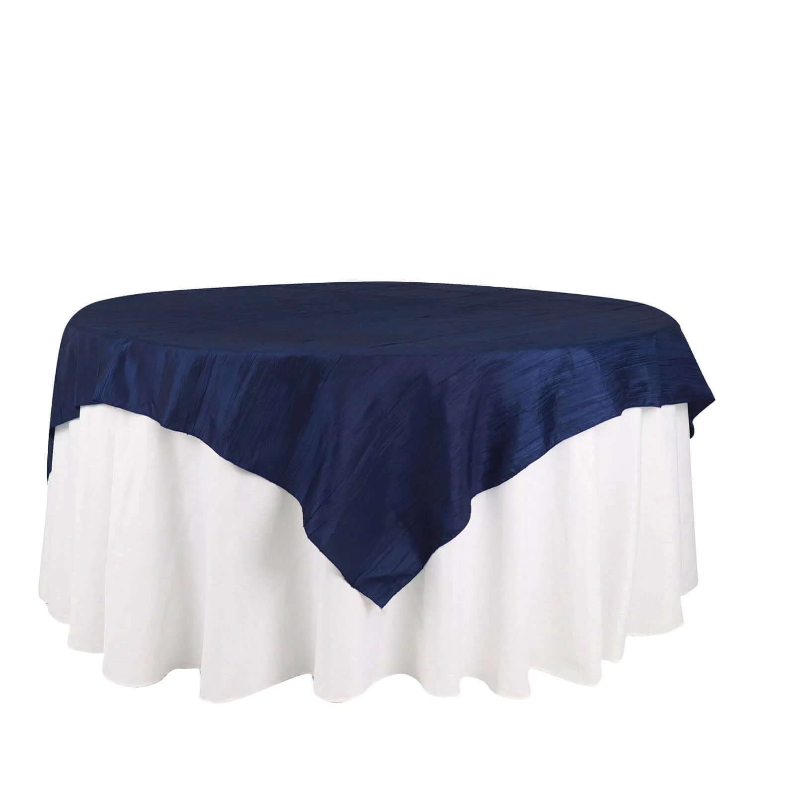 Taffeta Table Overlay 72"x72" Navy Blue - Accordion Crinkle Table Topper - Image 6