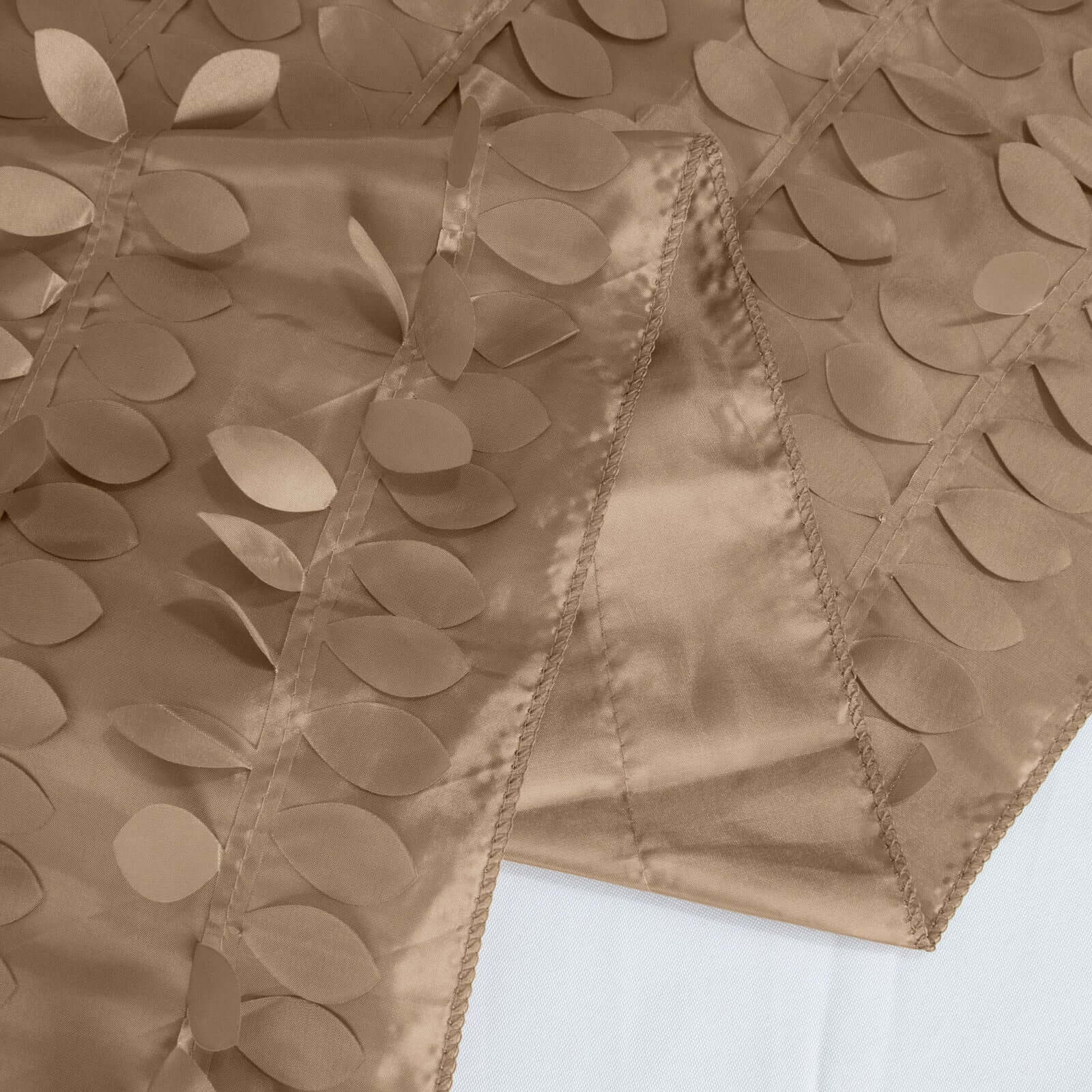 Taffeta Table Overlay 72"x72" Taupe - 3D Leaf Petal Table Topper - Image 6