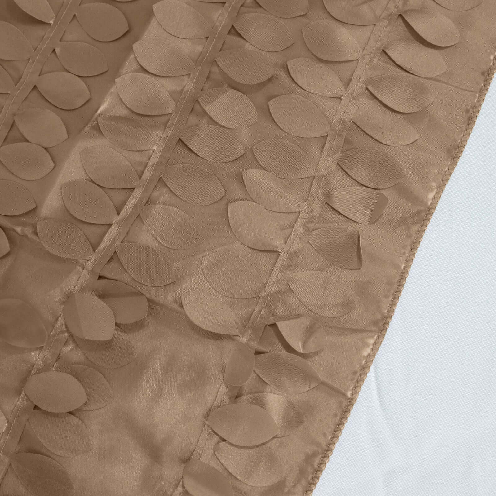 Taffeta Table Overlay 72"x72" Taupe - 3D Leaf Petal Table Topper - Image 8