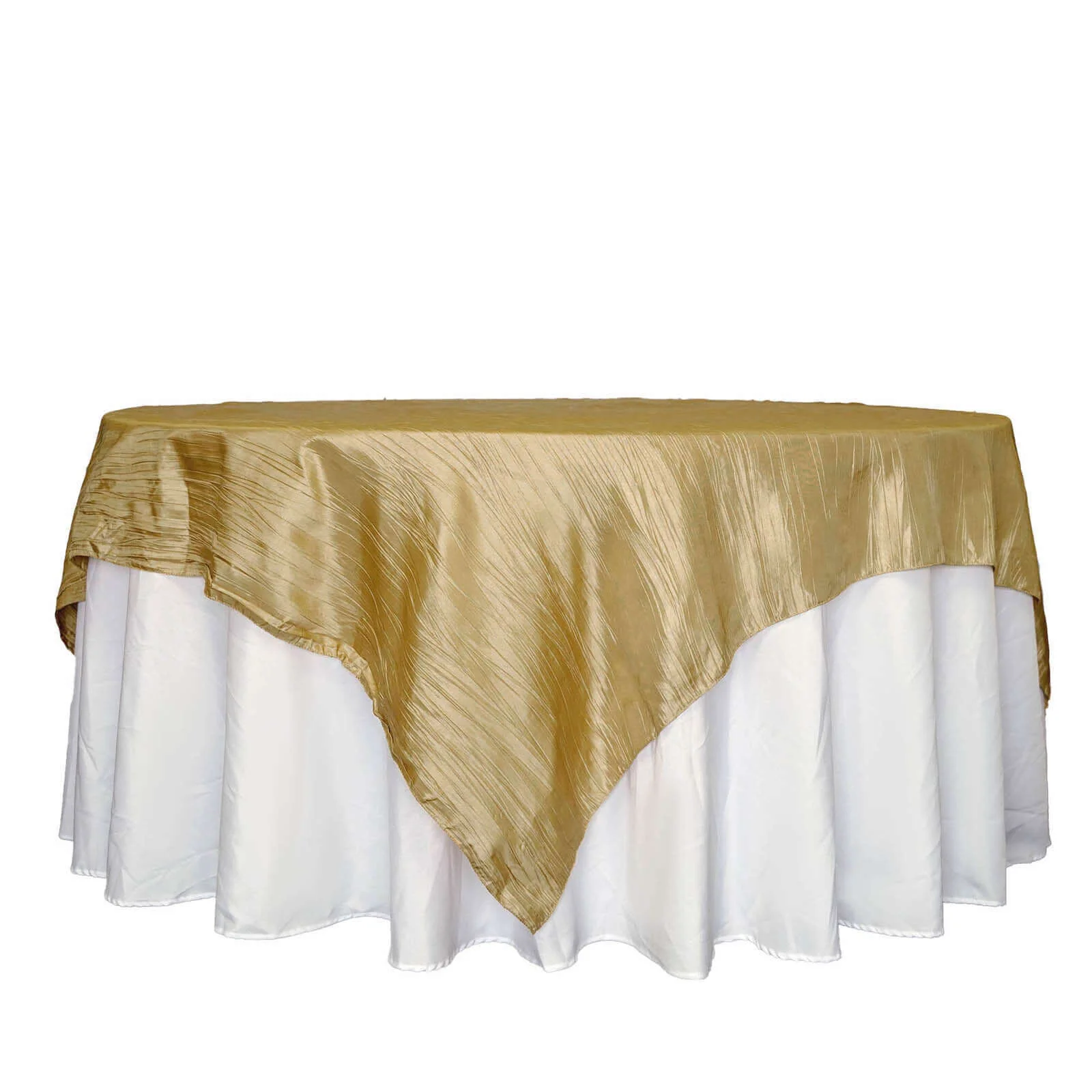 Taffeta Table Overlay 90"x90" Gold with Accordion Crinkle Design - Stylish Accent for Upscale Gatherings - Image 7