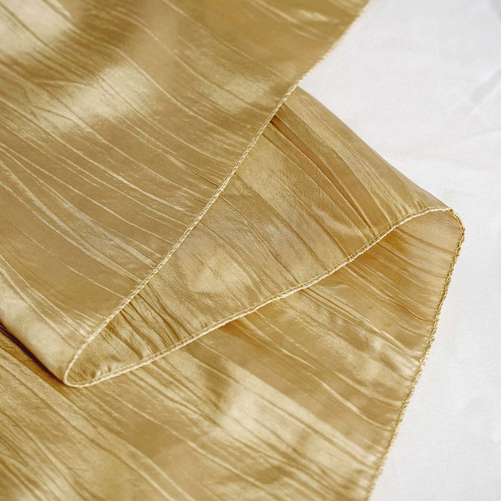Taffeta Table Overlay 90"x90" Gold with Accordion Crinkle Design - Stylish Accent for Upscale Gatherings - Image 9