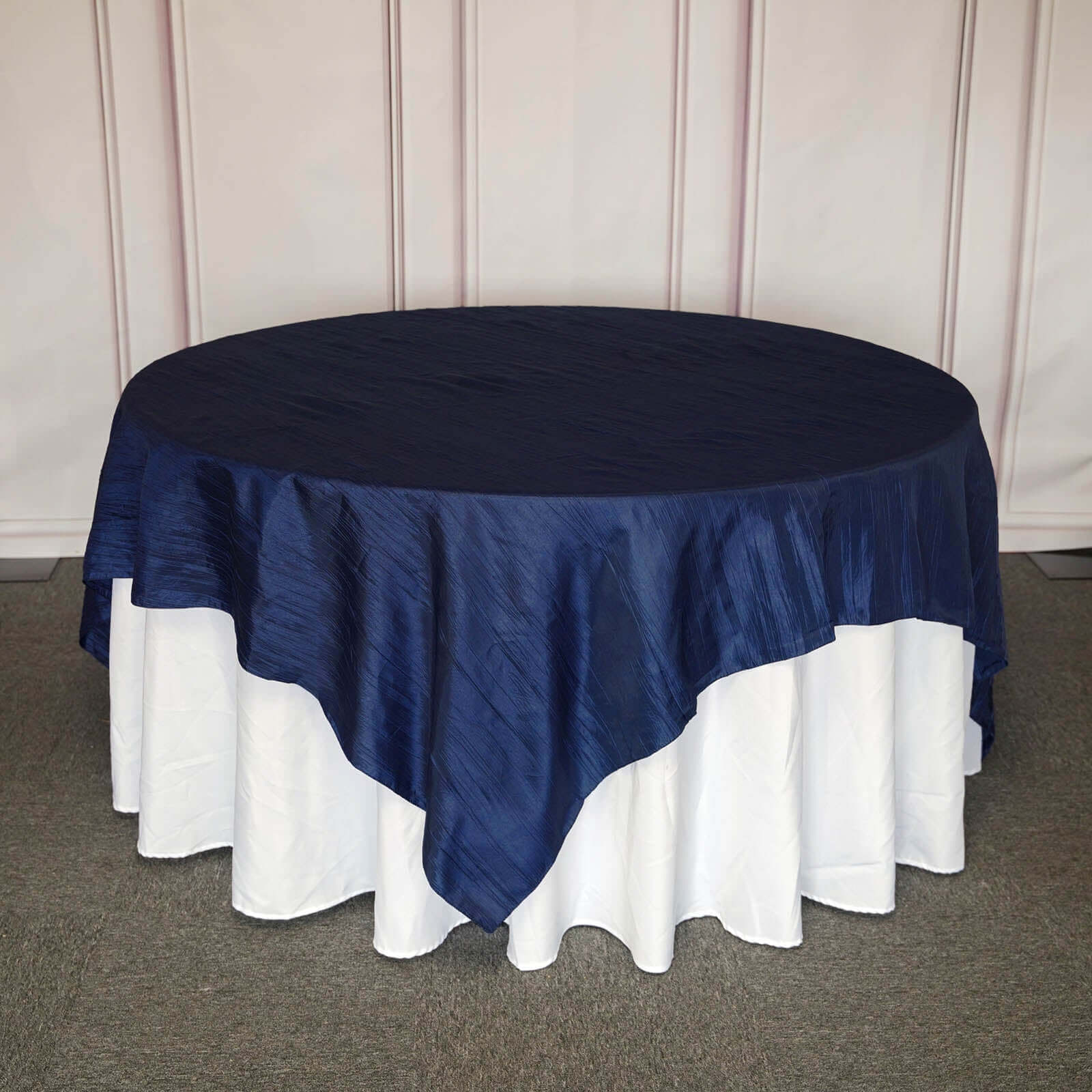 Taffeta Table Overlay 90"x90" Navy Blue - Accordion Crinkle Table Topper - Image 5