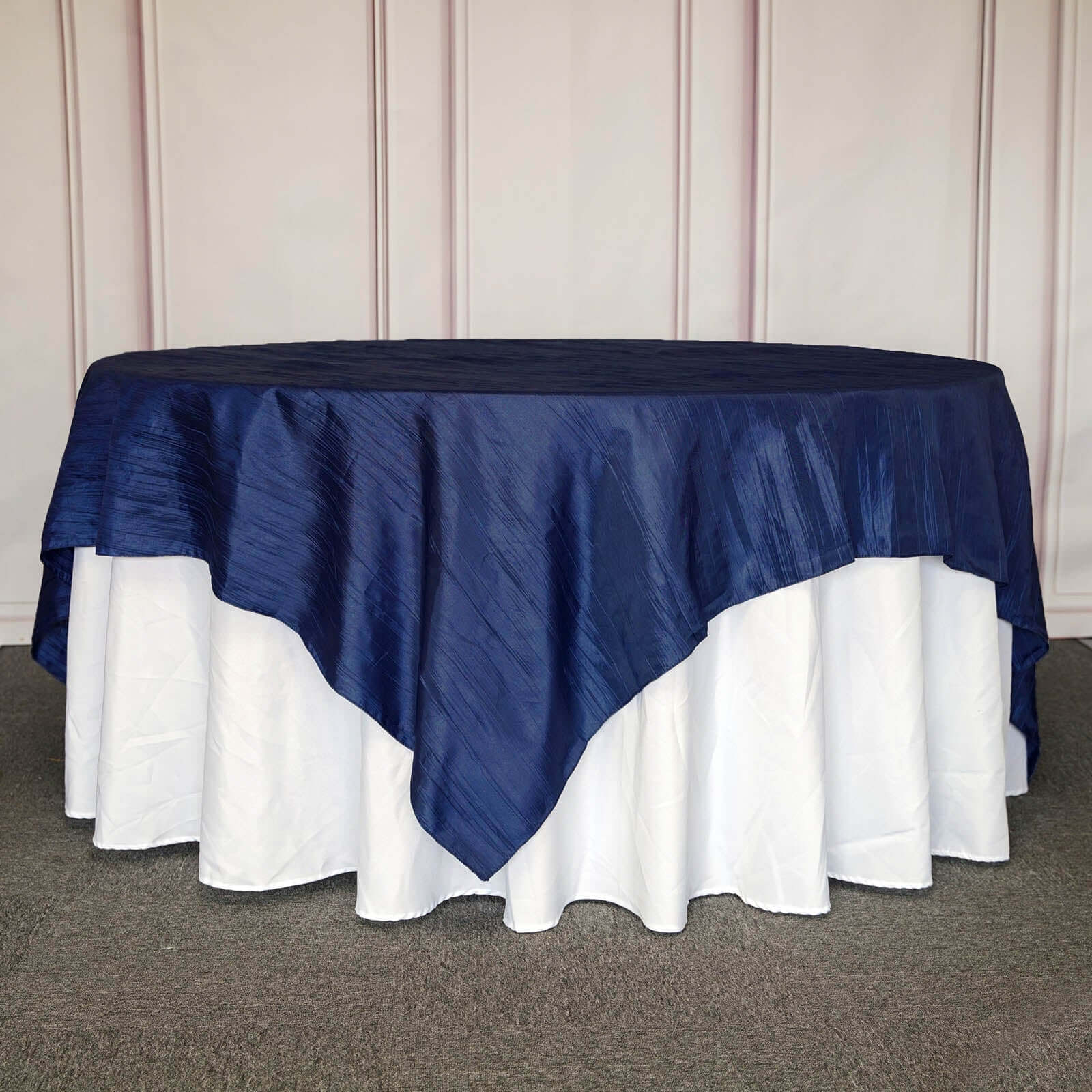 Taffeta Table Overlay 90"x90" Navy Blue - Accordion Crinkle Table Topper - Image 8