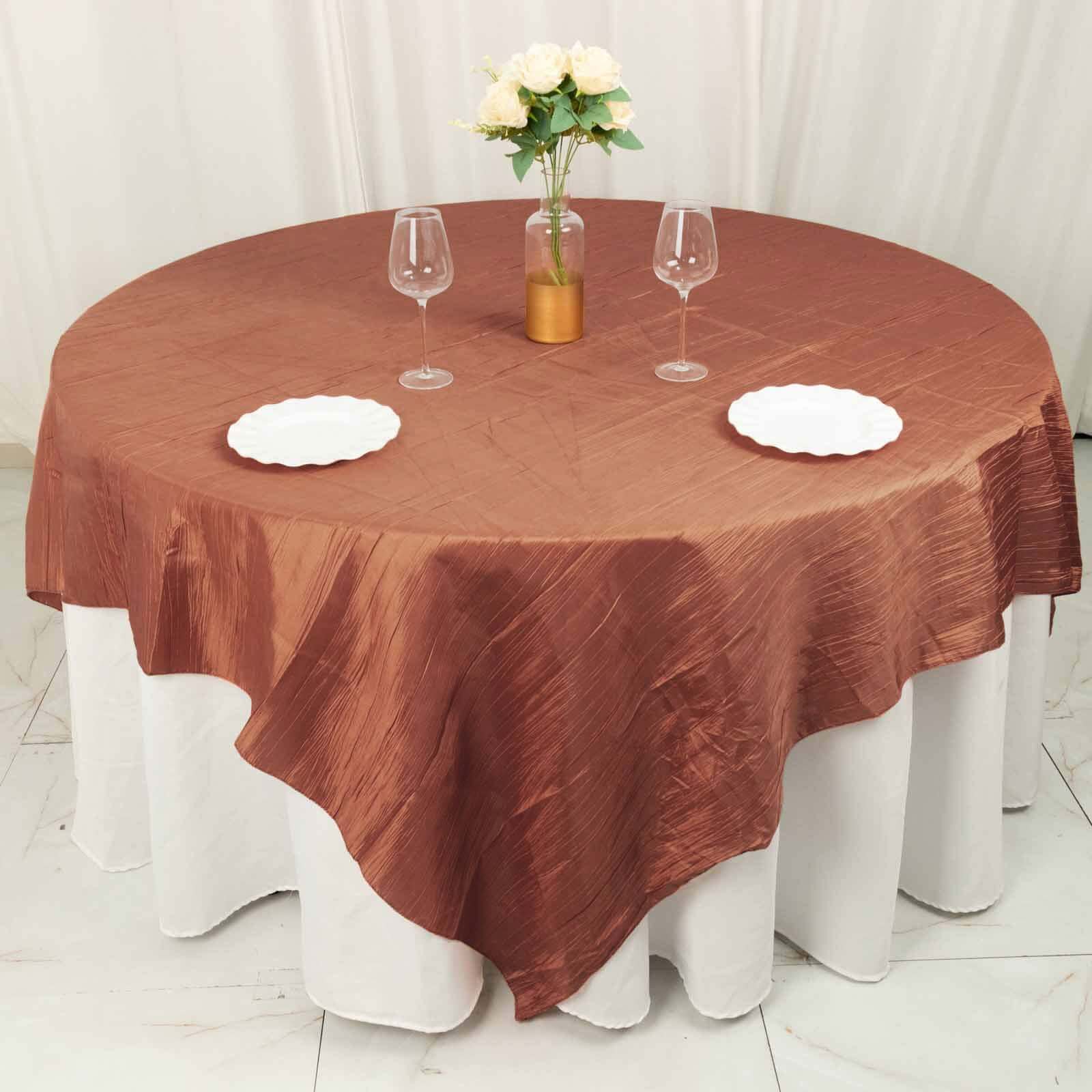 Taffeta Table Overlay 90"x90" Terracotta (Rust) - Accordion Crinkle Table Topper - Image 15