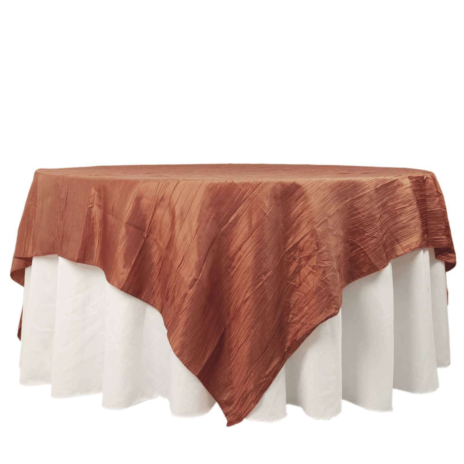 Taffeta Table Overlay 90"x90" Terracotta (Rust) - Accordion Crinkle Table Topper - Image 6