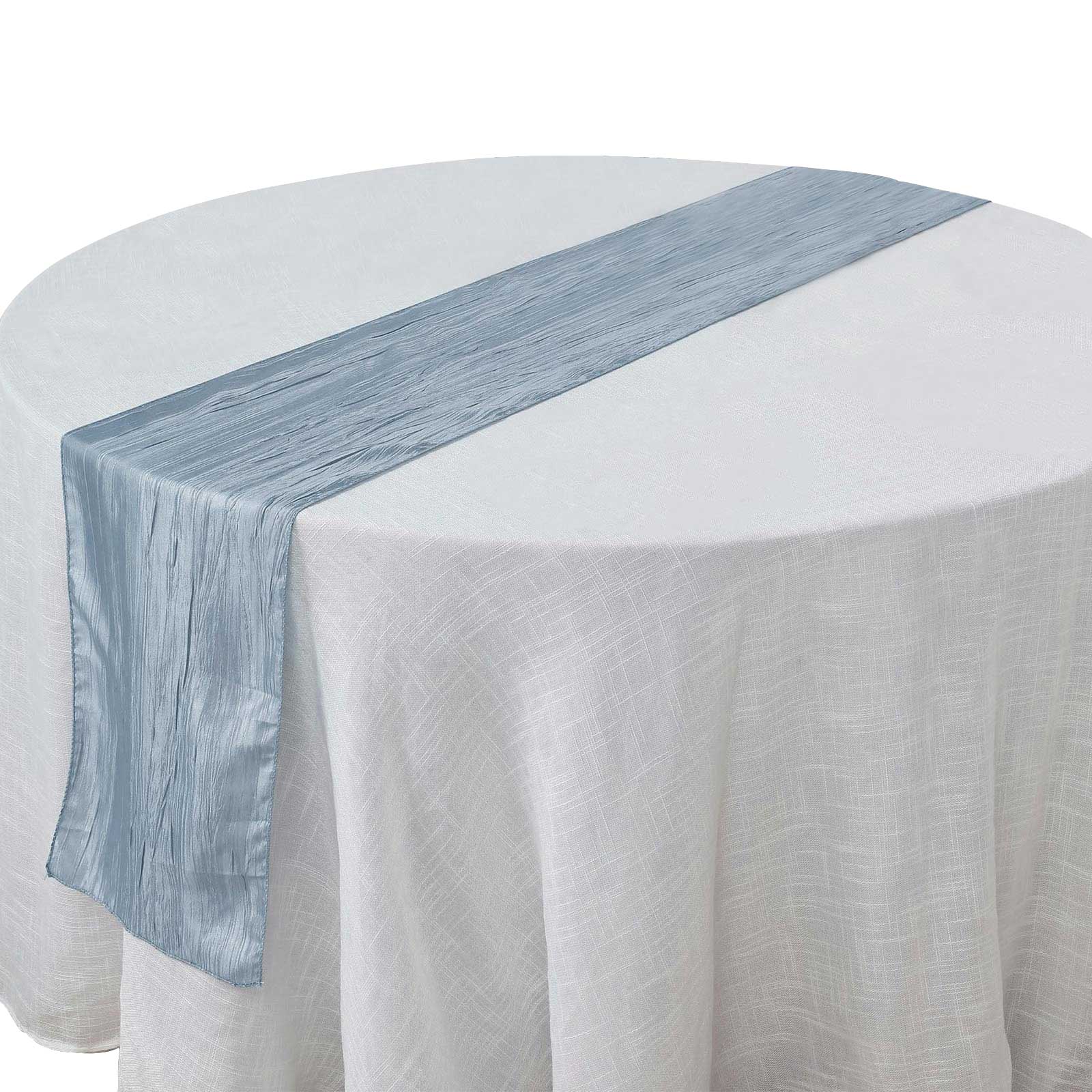 Taffeta Table Runner 12"x108" Dusty Blue - Accordion Crinkle Table Linen - Image 7