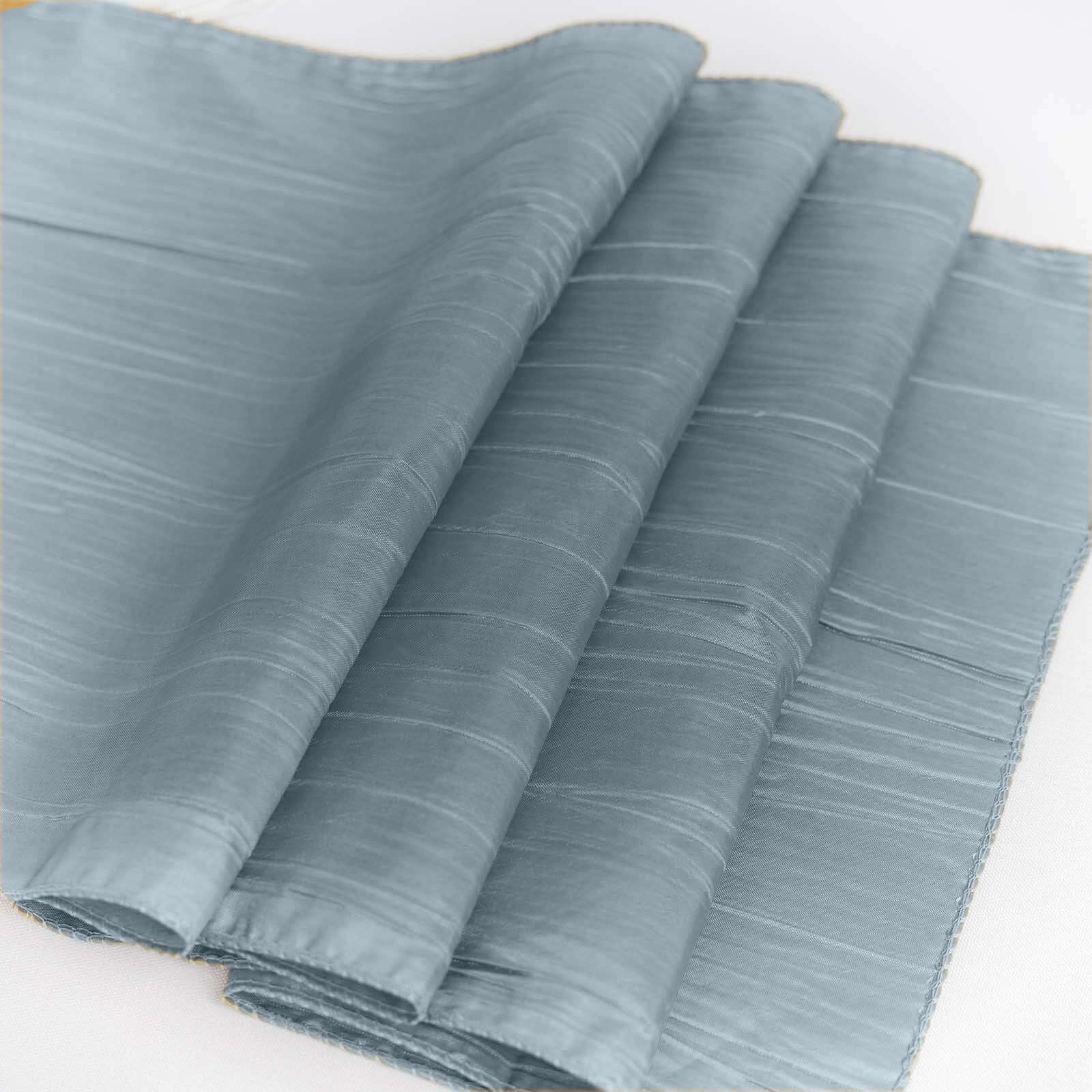 Taffeta Table Runner 12"x108" Dusty Blue - Accordion Crinkle Table Linen - Image 8
