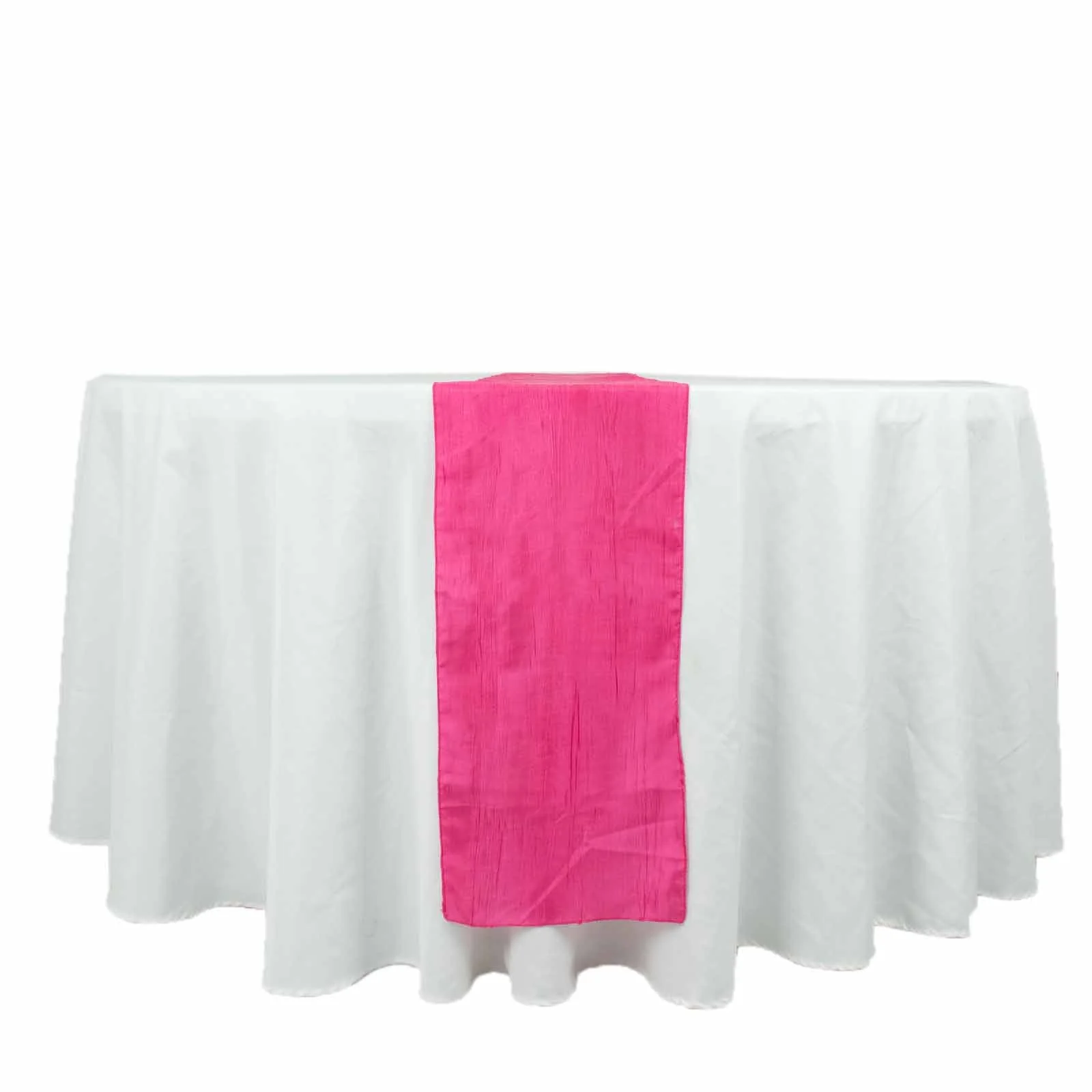 Taffeta Table Runner 12"x108" Fuchsia - Accordion Crinkle Table Linen - Image 6