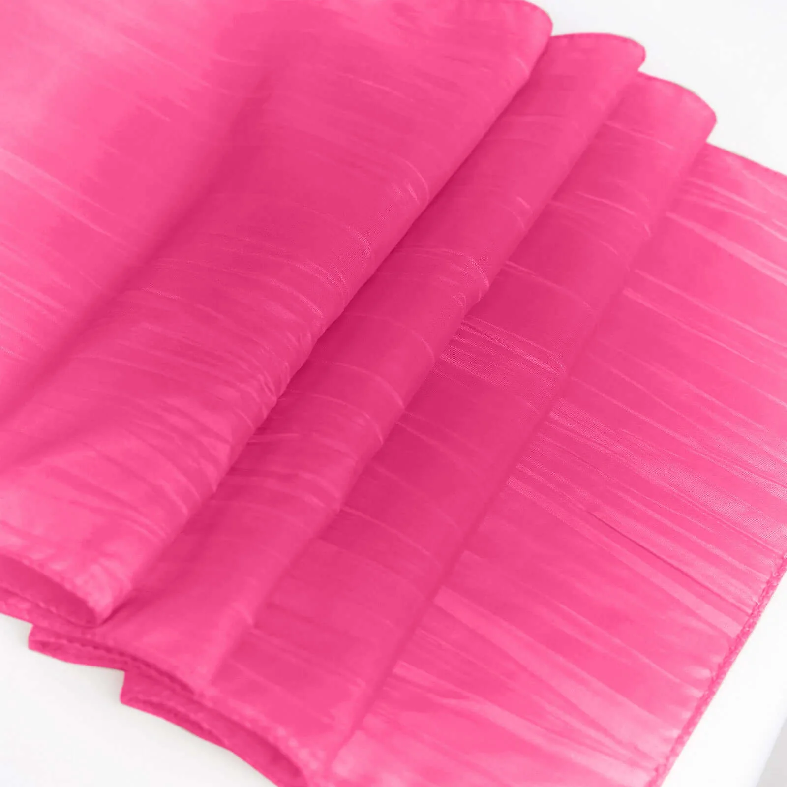 Taffeta Table Runner 12"x108" Fuchsia - Accordion Crinkle Table Linen - Image 8