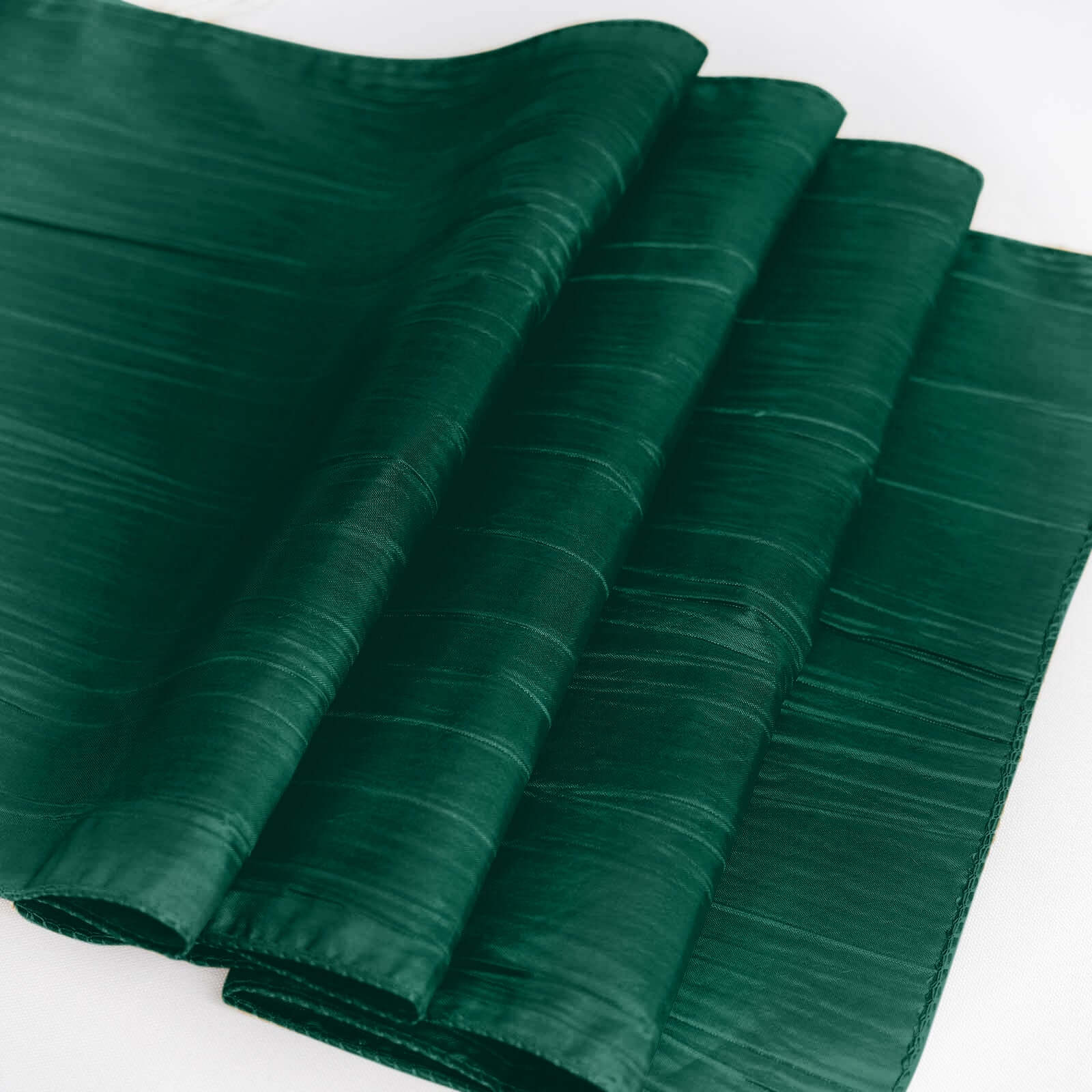 Taffeta Table Runner 12"x108" Hunter Emerald Green - Accordion Crinkle Table Linen - Image 8