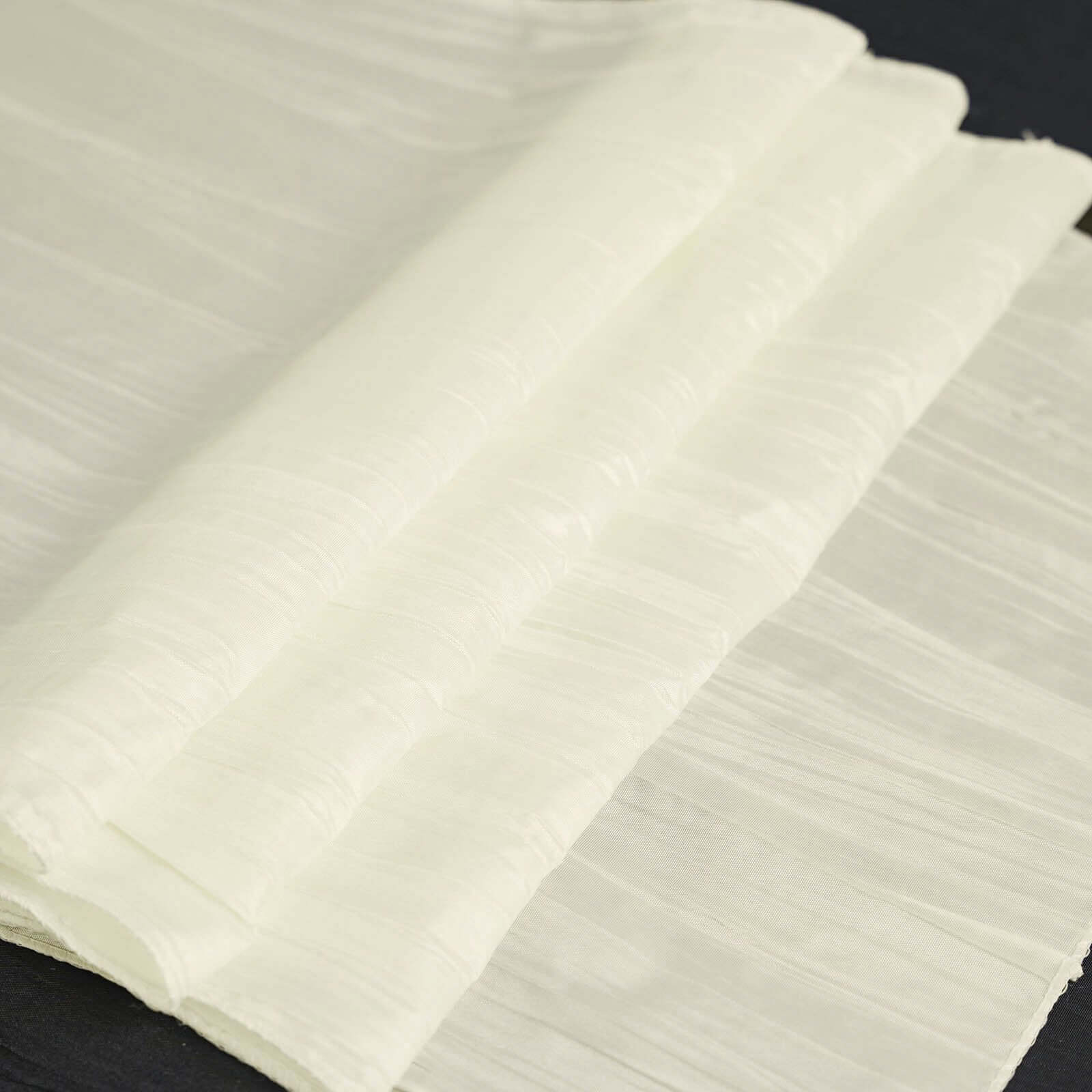Taffeta Table Runner 12"x108" Ivory - Accordion Crinkle Table Linen - Image 3