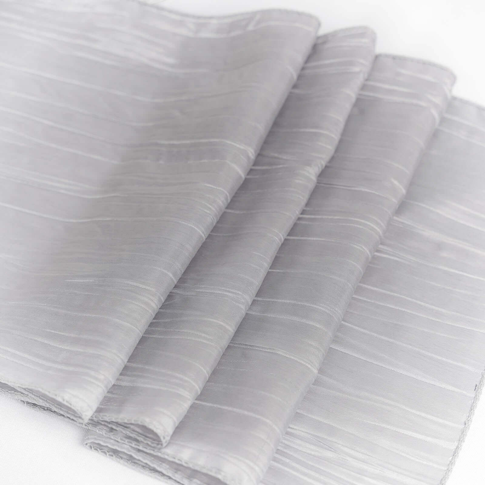 Taffeta Table Runner 12"x108" Silver - Accordion Crinkle Table Linen - Image 3