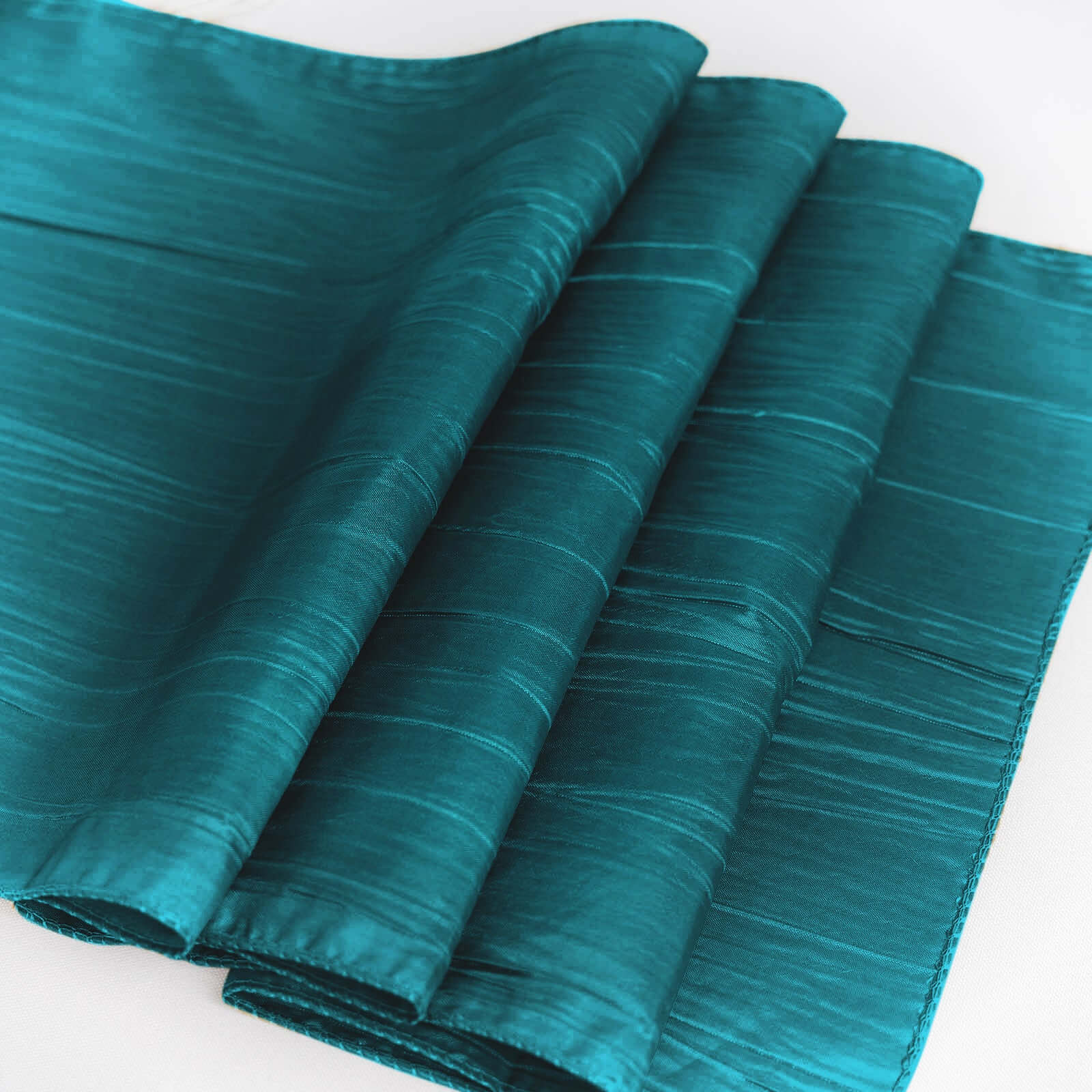 Taffeta Table Runner 12"x108" Teal - Accordion Crinkle Table Linen - Image 8
