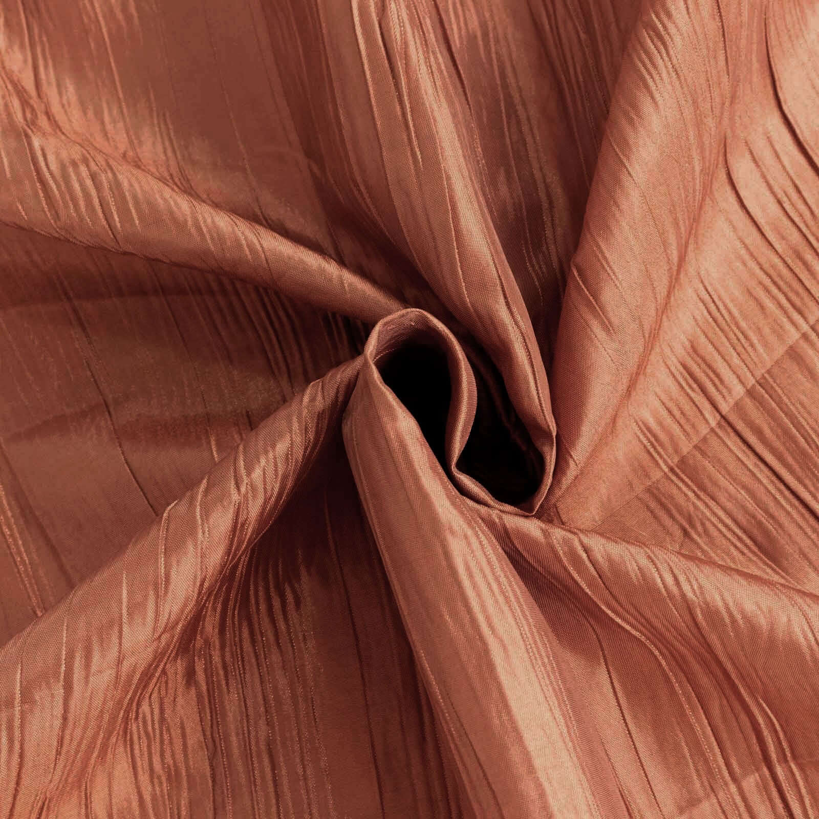 Taffeta Table Runner 12"x108" Terracotta (Rust) - Accordion Crinkle Table Linen - Image 3