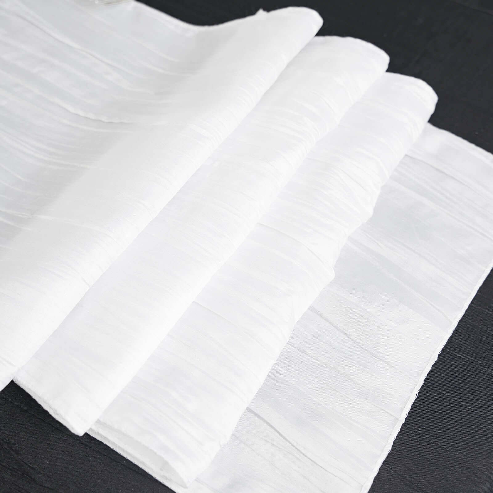 Taffeta Table Runner 12"x108" White - Accordion Crinkle Table Linen for Stylish Events - Image 3