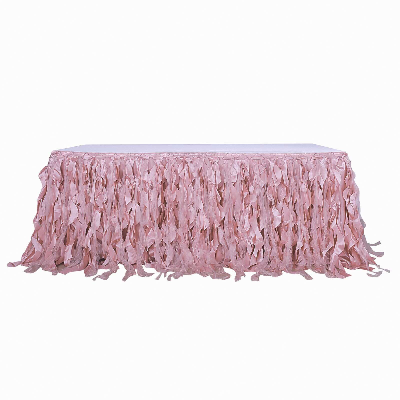 Taffeta Table Skirt 14ft Dusty Rose - Curly Willow Table Cover - Image 7