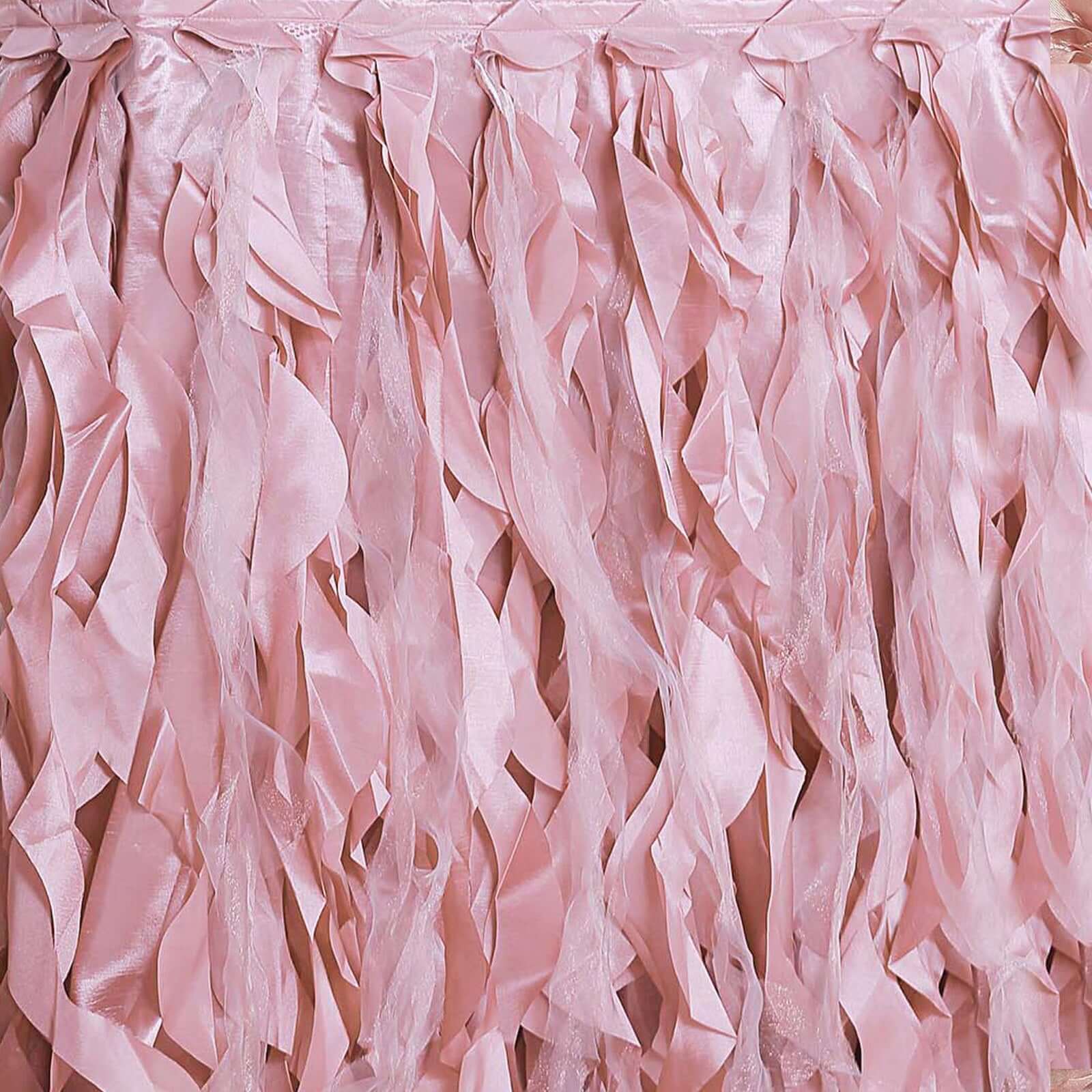 Taffeta Table Skirt 14ft Dusty Rose - Curly Willow Table Cover - Image 8
