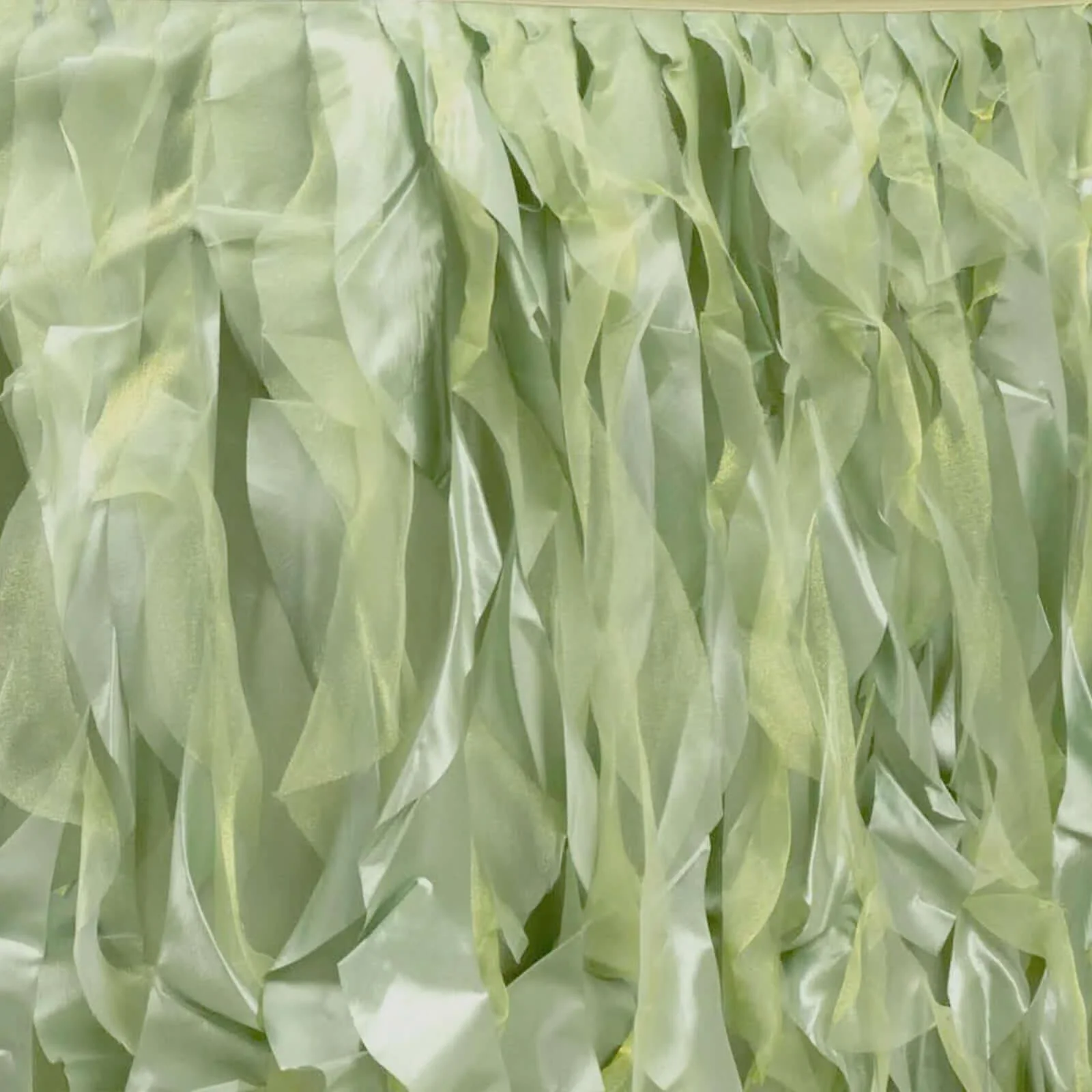 Taffeta Table Skirt 14ft Sage Green - Curly Willow Table Cover - Image 8