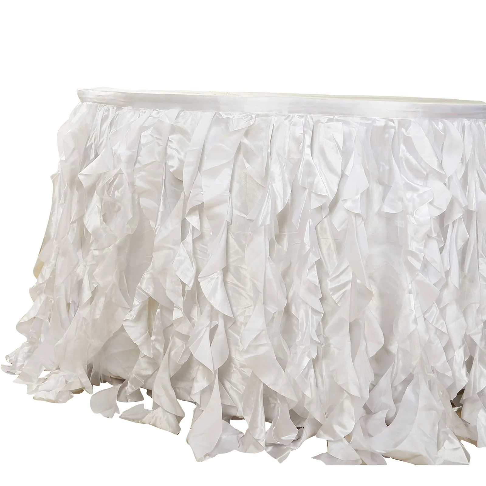 Taffeta Table Skirt 14ft White - Curly Willow Design for Stylish & Versatile Event Table Cover - Image 3