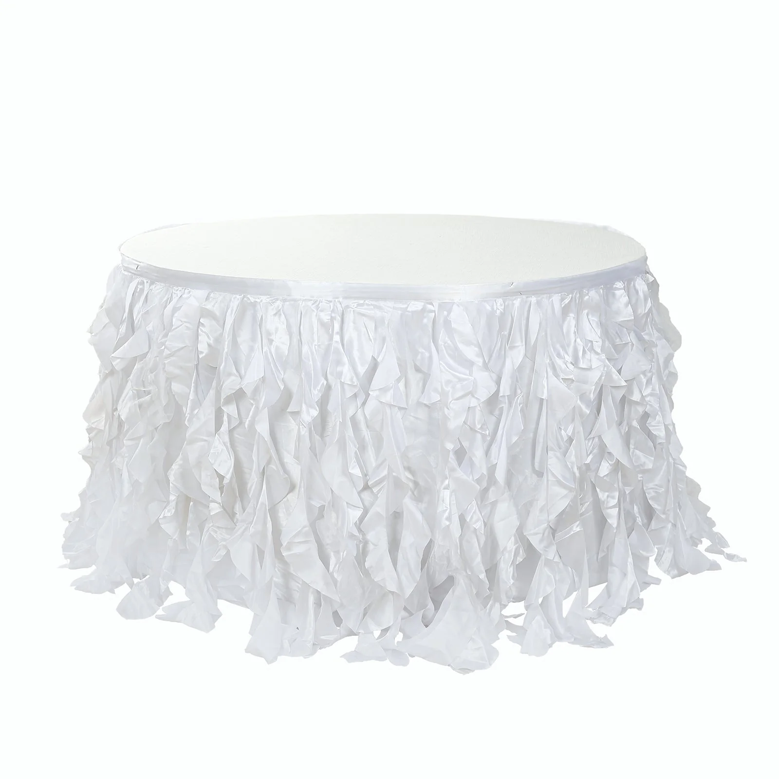 Taffeta Table Skirt 14ft White - Curly Willow Design for Stylish & Versatile Event Table Cover - Image 7
