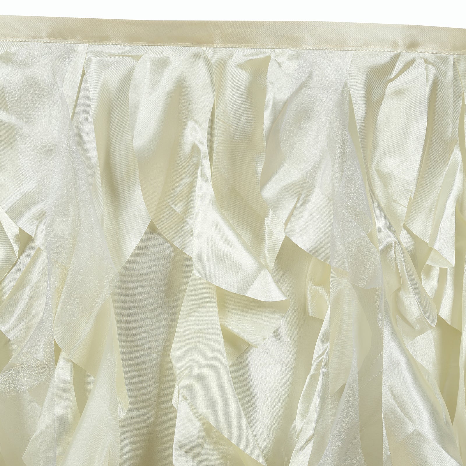 Taffeta Table Skirt 17ft Ivory - Curly Willow Table Cover - Image 8