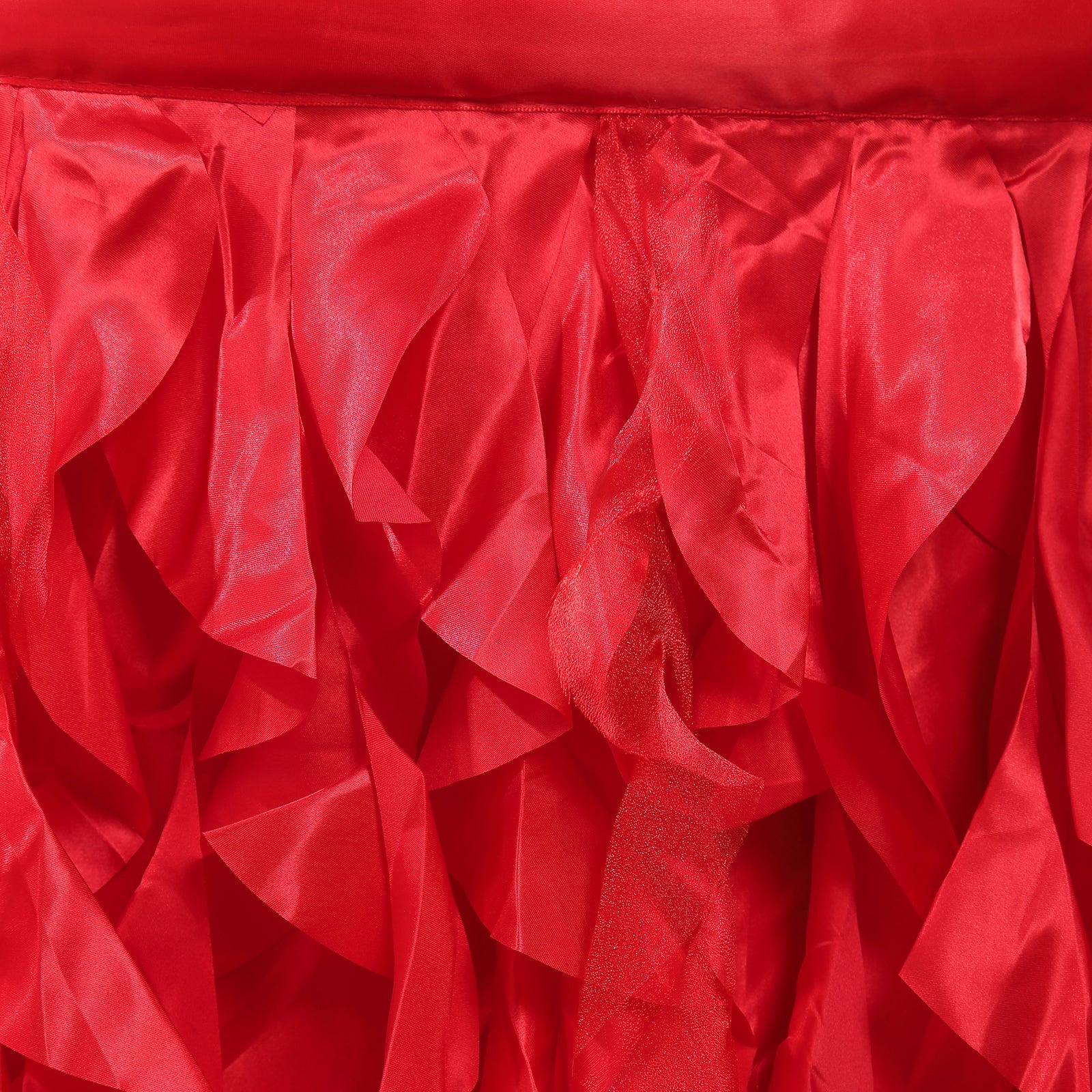 Taffeta Table Skirt 17ft Red - Curly Willow Table Cover - Image 8
