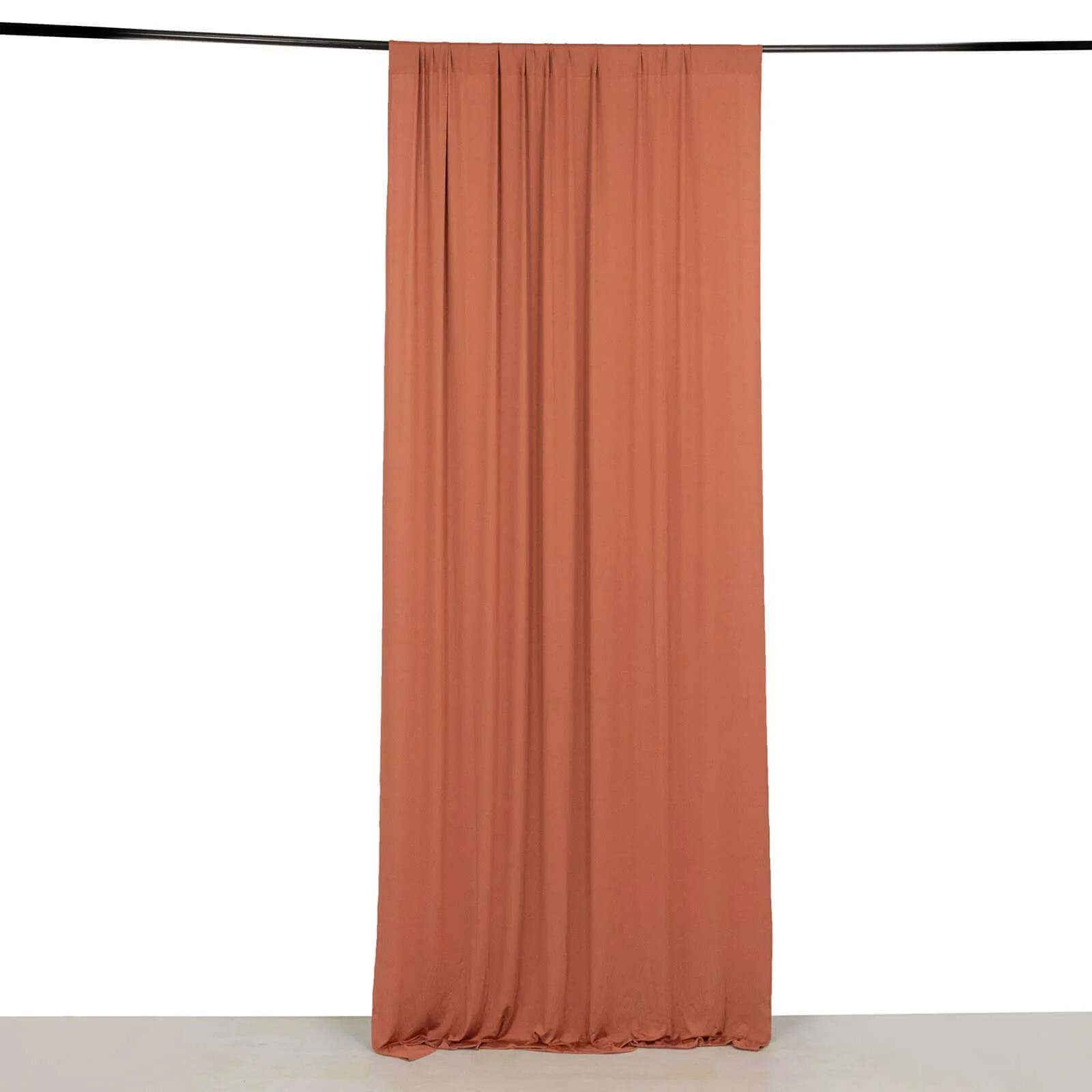 Terracotta (Rust) 4-Way Stretch Spandex Backdrop Drape Curtain, Wrinkle Free Event Divider Panel with Rod Pockets - 5ftx10ft - Image 7