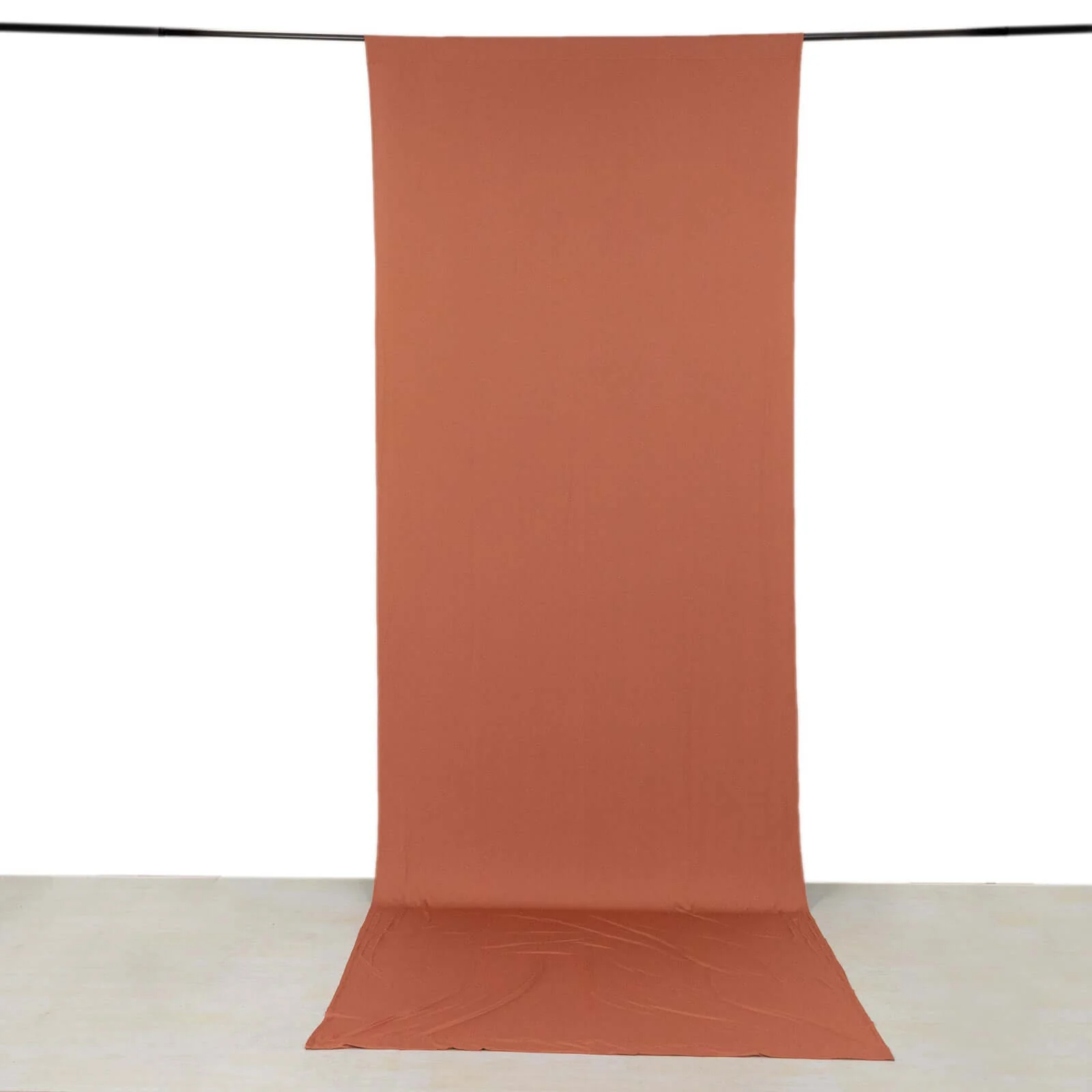 Terracotta (Rust) 4-Way Stretch Spandex Backdrop Drape Curtain, Wrinkle Free Event Divider Panel with Rod Pockets - 5ftx14ft - Image 2