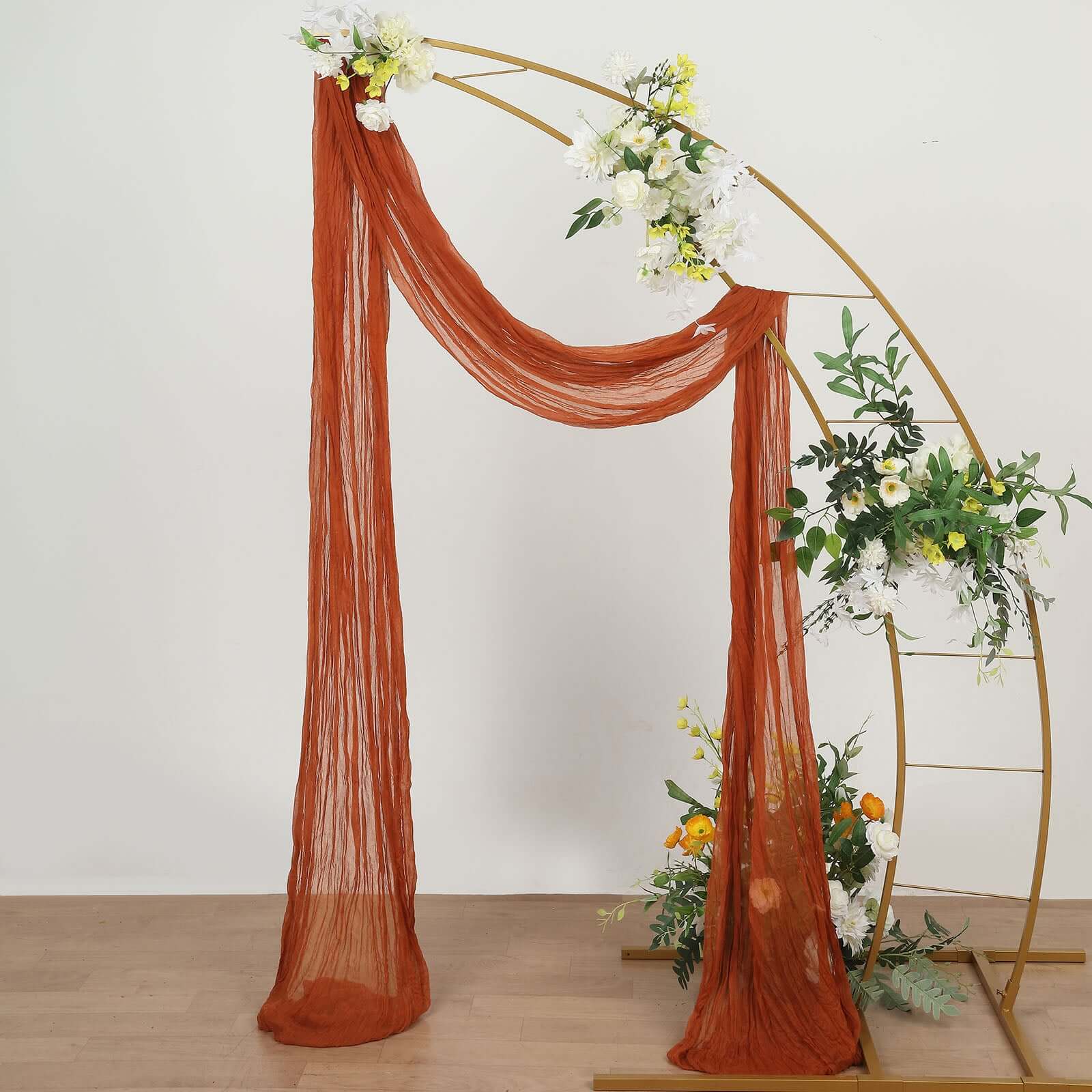 Terracotta (Rust) Gauze Cheesecloth Draping Fabric Wedding Arch Decorations, Window Scarf Valance Drapes, Boho Arbor Long Curtain Panel 20ft - Image 5