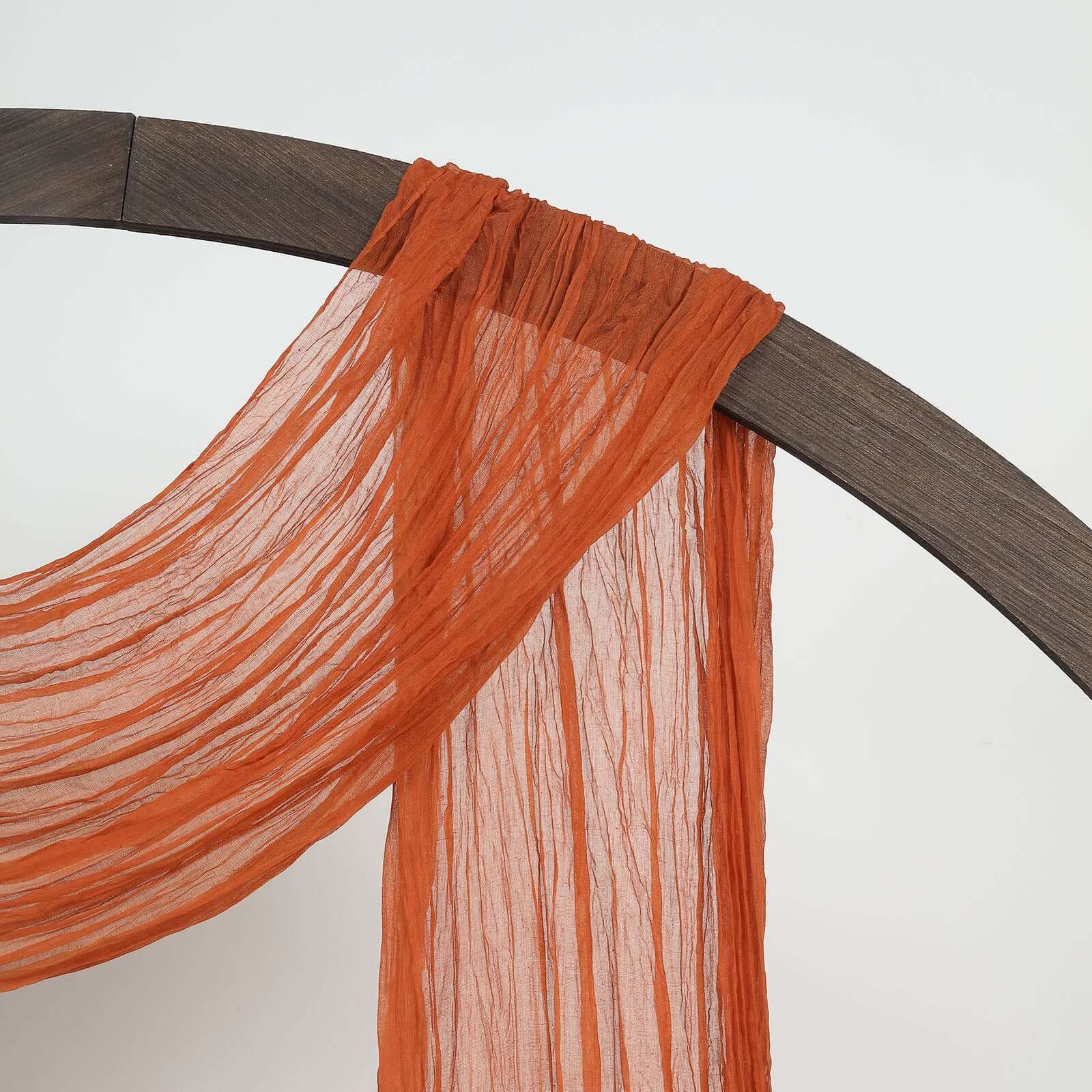 Terracotta (Rust) Gauze Cheesecloth Draping Fabric Wedding Arch Decorations, Window Scarf Valance Drapes, Boho Arbor Long Curtain Panel 20ft - Image 8