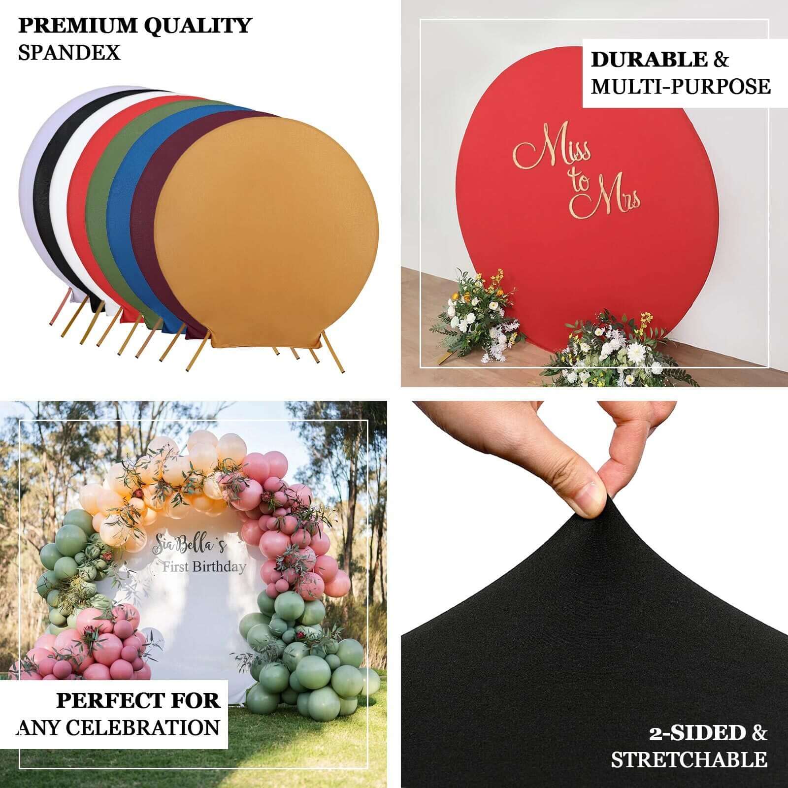 Terracotta (Rust) Round Spandex Fit Wedding Backdrop Stand Cover 7.5ft - Image 5
