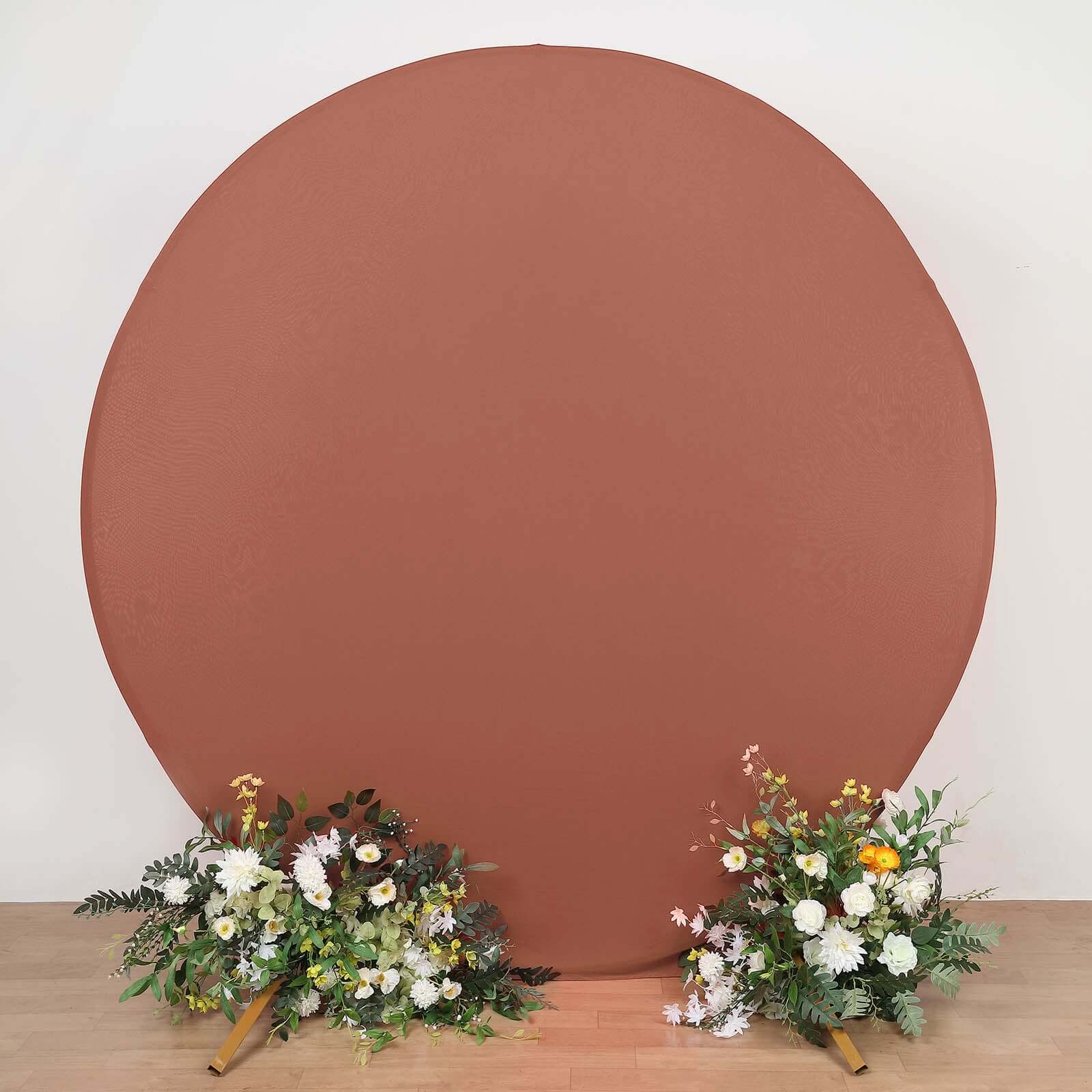 Terracotta (Rust) Round Spandex Fit Wedding Backdrop Stand Cover 7.5ft - Image 6