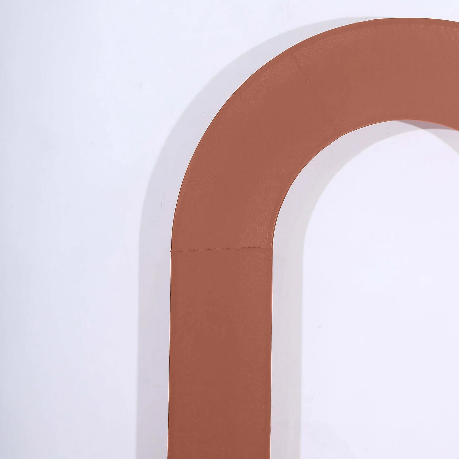 Terracotta (Rust) Spandex Fitted Open Arch Backdrop Cover, Double-Sided U-Shaped Wedding Arch Slipcover 8ft - Image 10