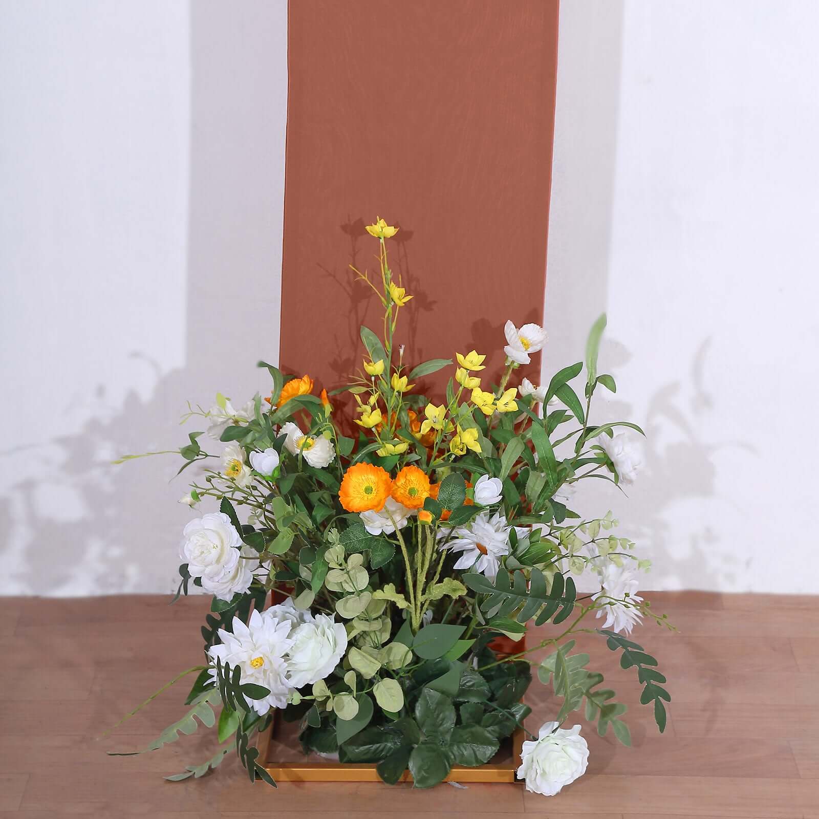 Terracotta (Rust) Spandex Fitted Open Arch Backdrop Cover, Double-Sided U-Shaped Wedding Arch Slipcover 8ft - Image 14