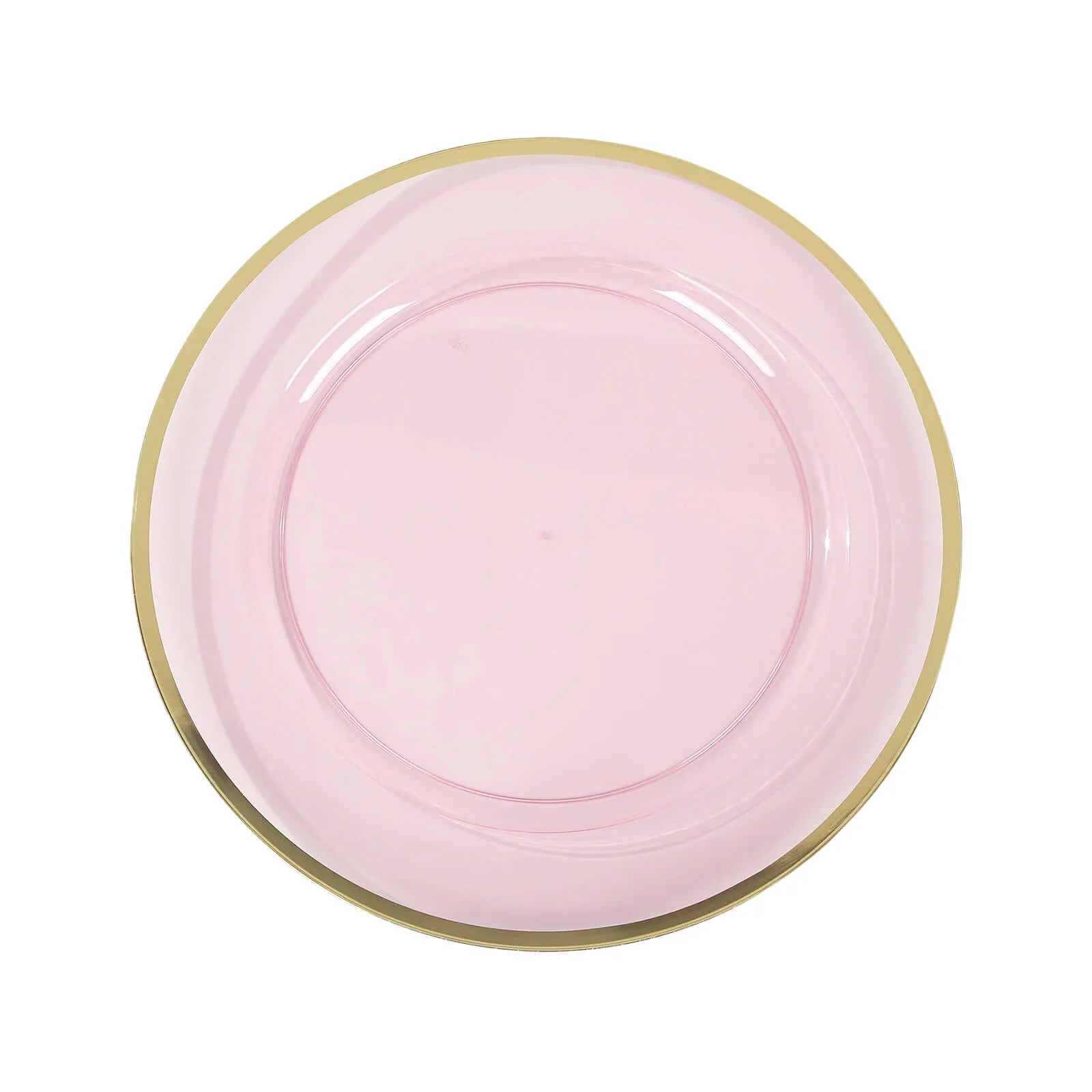 10-Pack Economy Plastic Charger Plates 12" Round Transparent Blush with Wide Gold Rim - Dinner Party Serving Plates - Image 6