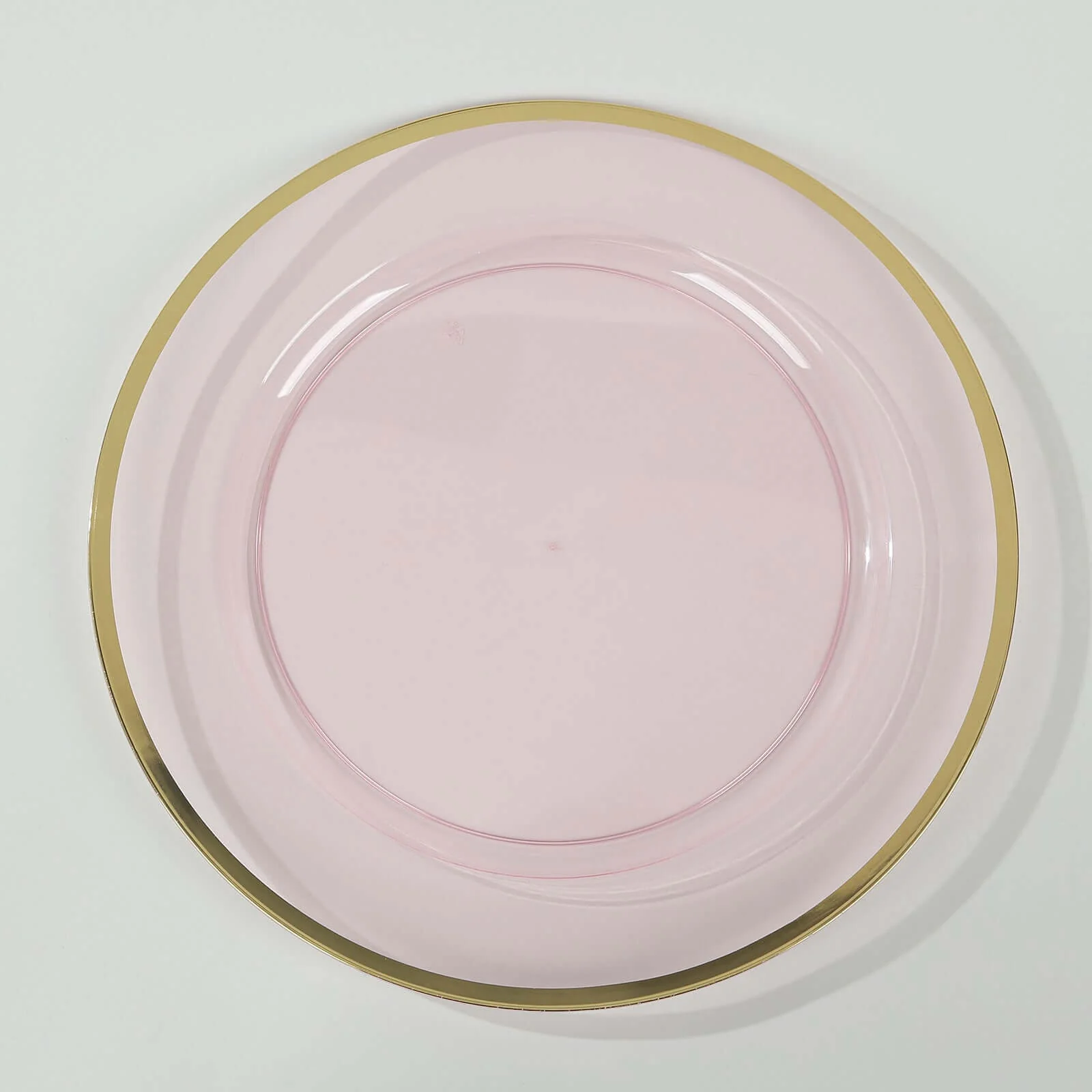 10-Pack Economy Plastic Charger Plates 12" Round Transparent Blush with Wide Gold Rim - Dinner Party Serving Plates - Image 8