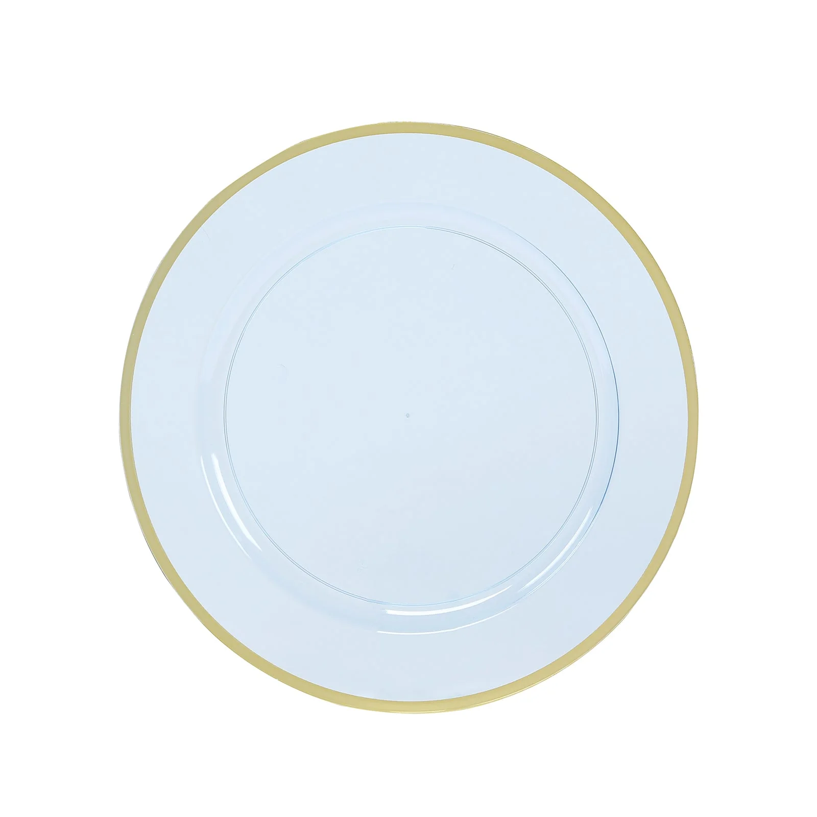 10-Pack Economy Plastic Charger Plates 12" Round Dusty Blue with Wide Gold Rim - Dinner Party Serving Plates - Image 6