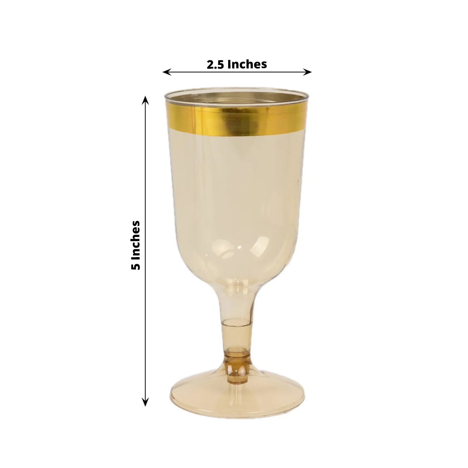 12 Pack Plastic Short Stem Wine Glasses 6oz Transparent Gold/Gold Rim - Disposable Cups for Parties - Image 2