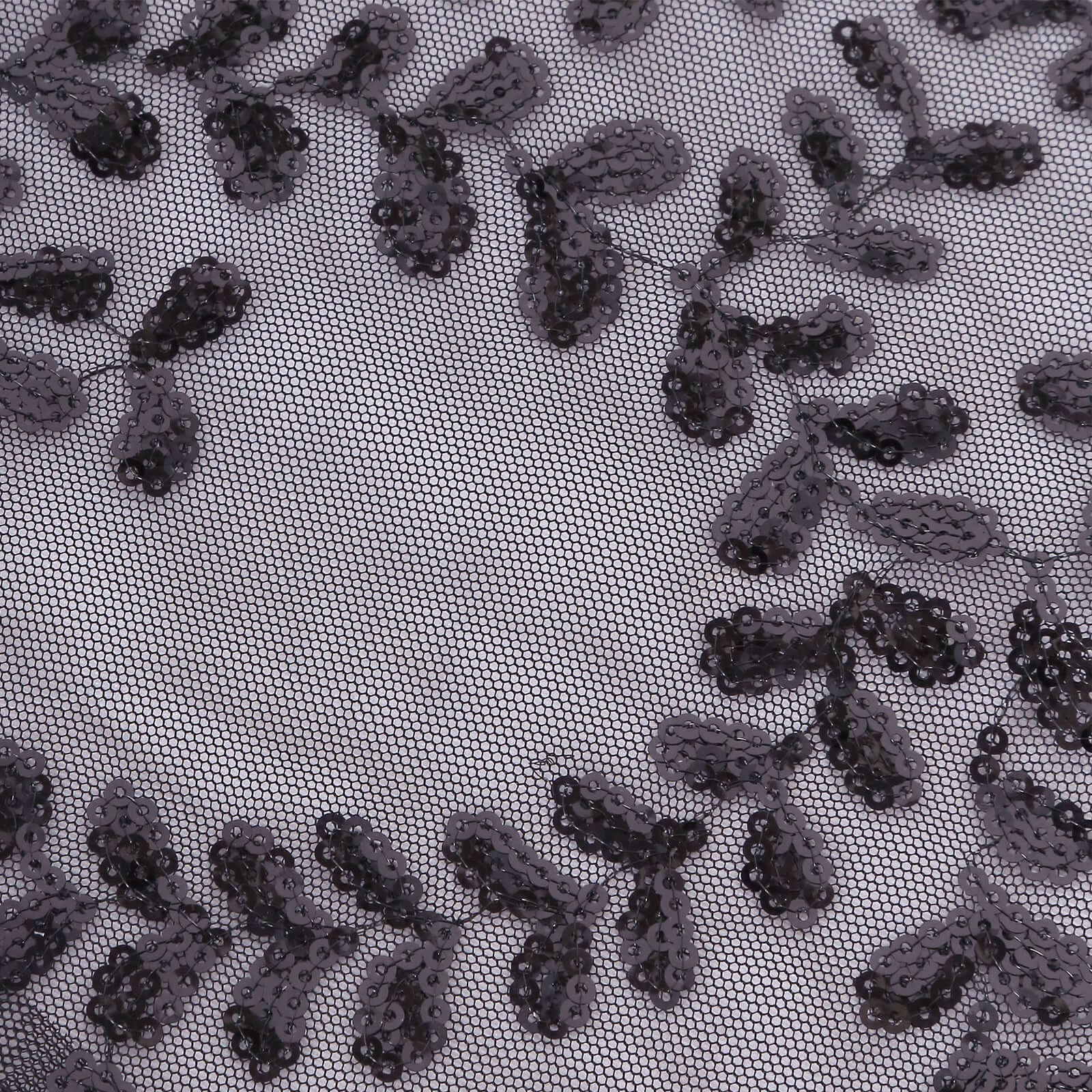 Tulle Rectangle Tablecloth 90"x156" Black with Embroidered Sequin Leaf Table Cover - Image 9