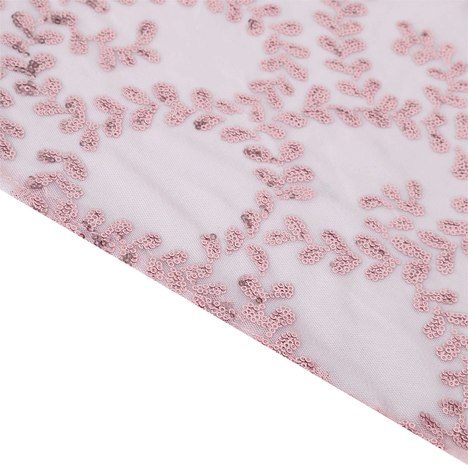 Tulle Rectangle Tablecloth 90"x156" Rose Gold with Embroidered Sequin Leaf Table Cover - Image 7
