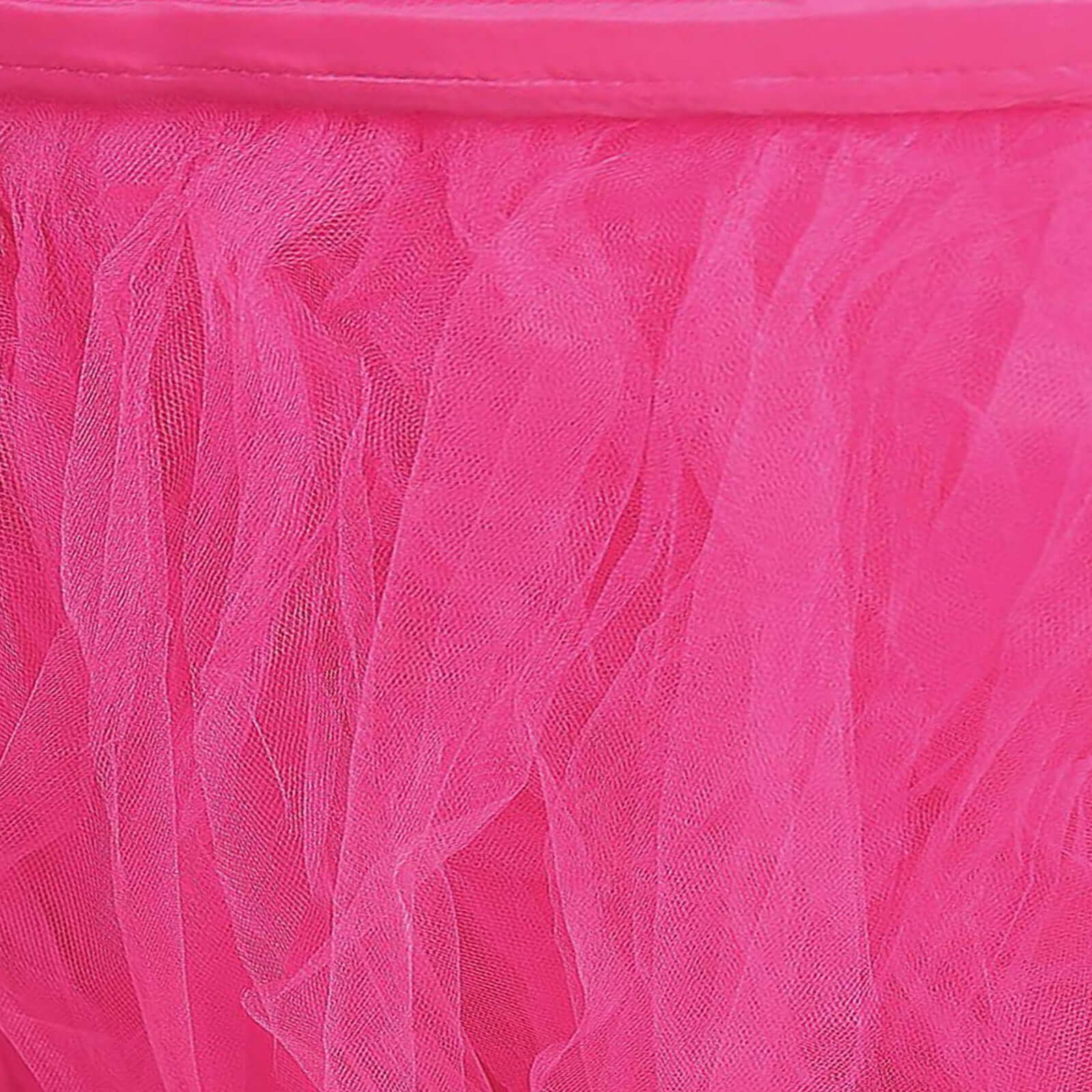 Tulle Table Skirt 14ft Fuchsia - 4 Layer Pleated Tutu Table Cover - Image 8