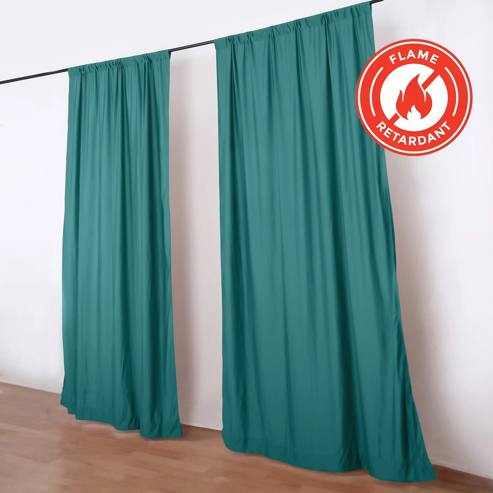 2 Pack 5ftx10ft Turquoise Scuba Polyester Backdrop Drape Curtains, Durable Flame Resistant Event Divider Panels Wrinkle Free With Rod Pockets - Image 6