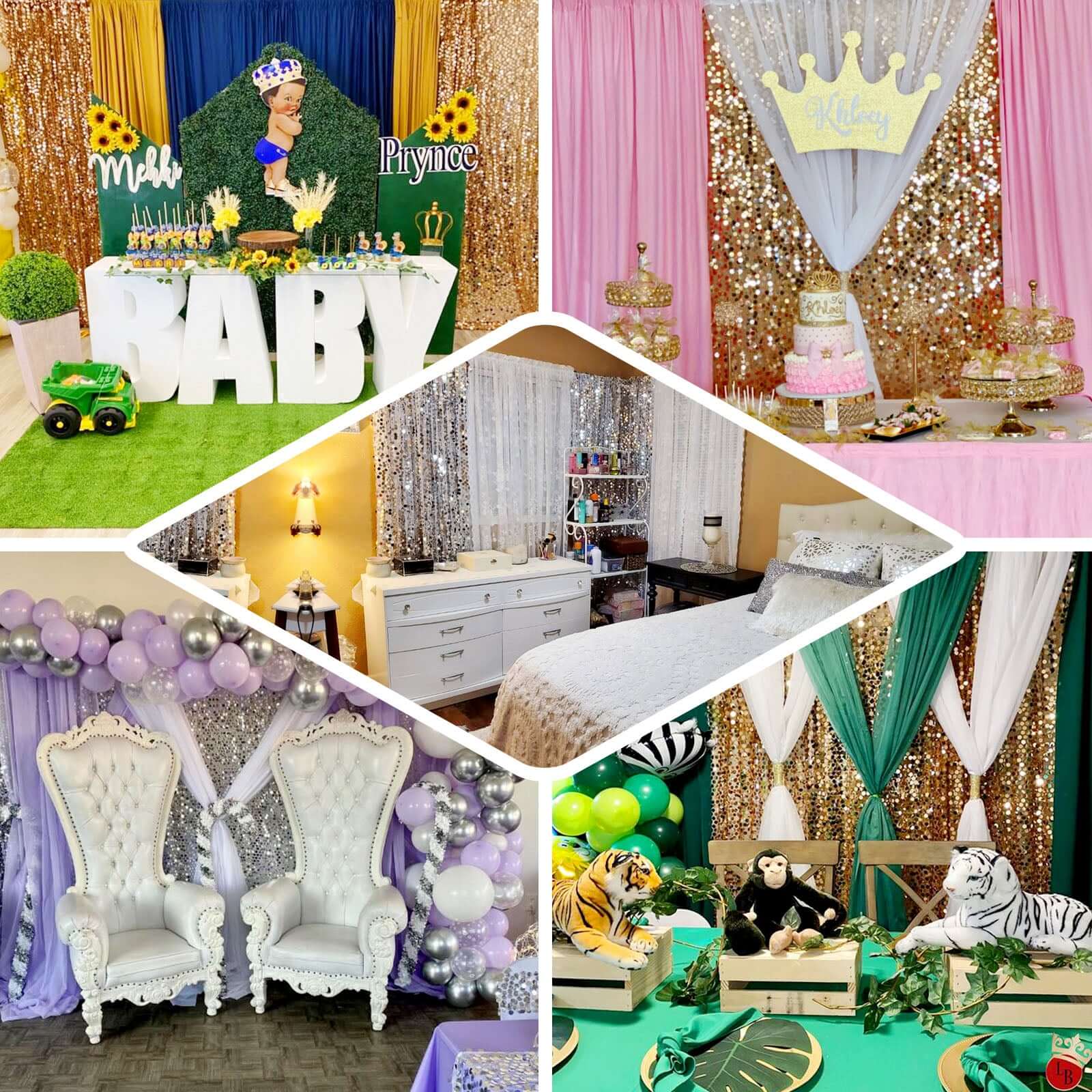 Turquoise Big Payette Sequin Backdrop Drape Curtain, Photo Booth Event Divider Panel - 8ftx8ft - Image 5