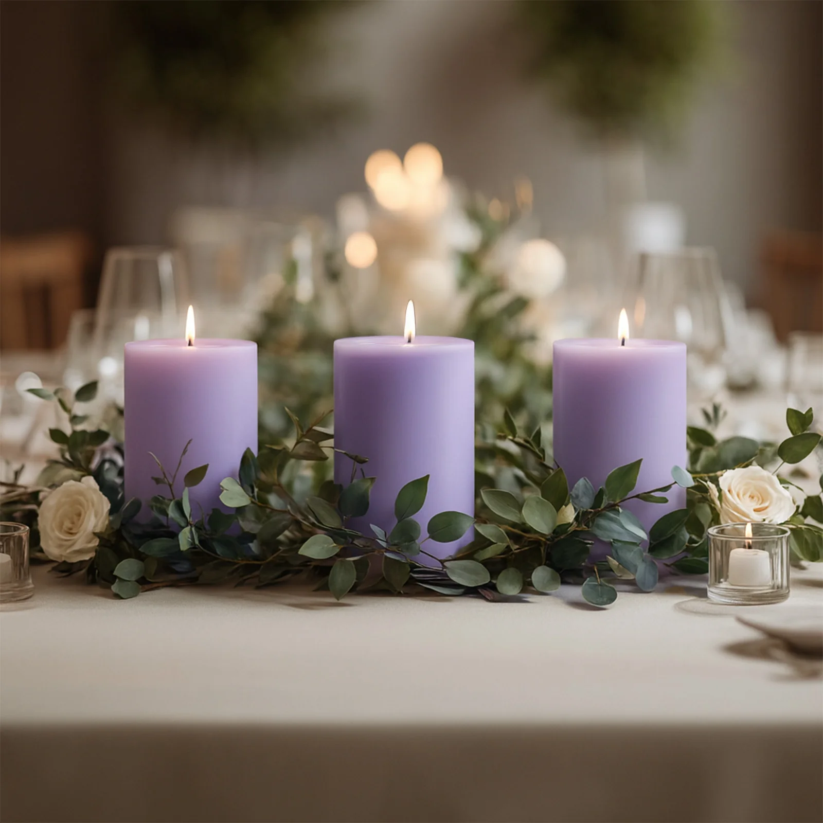 6-Pack Unscented Pillar Candles – Dripless 3"x6" Lavender Lilac Paraffin Wax with Smokeless Cotton Wicks, Clean & Long-Lasting 60-Hour Burn - Image 2